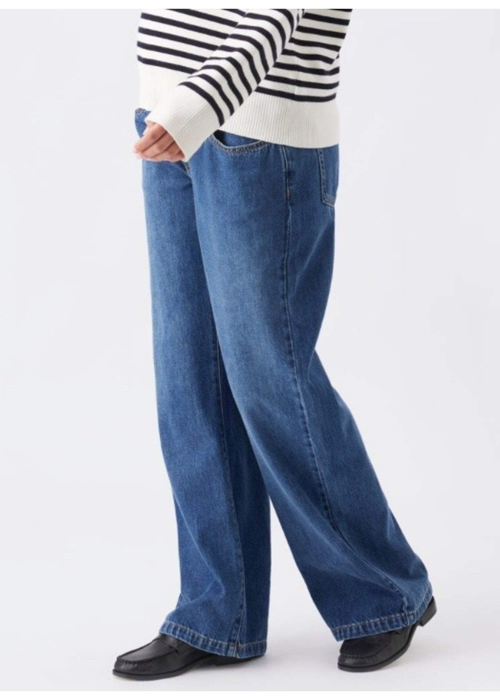 Ripe Maternity Ripe Maternity, Billie Wide Leg Elastic Waist Jean || Dark Wash