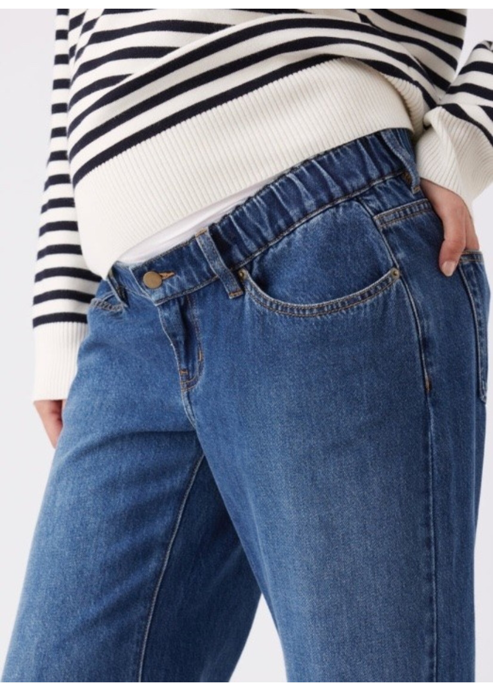 Ripe Maternity Ripe Maternity, Billie Wide Leg Elastic Waist Jean || Dark Wash