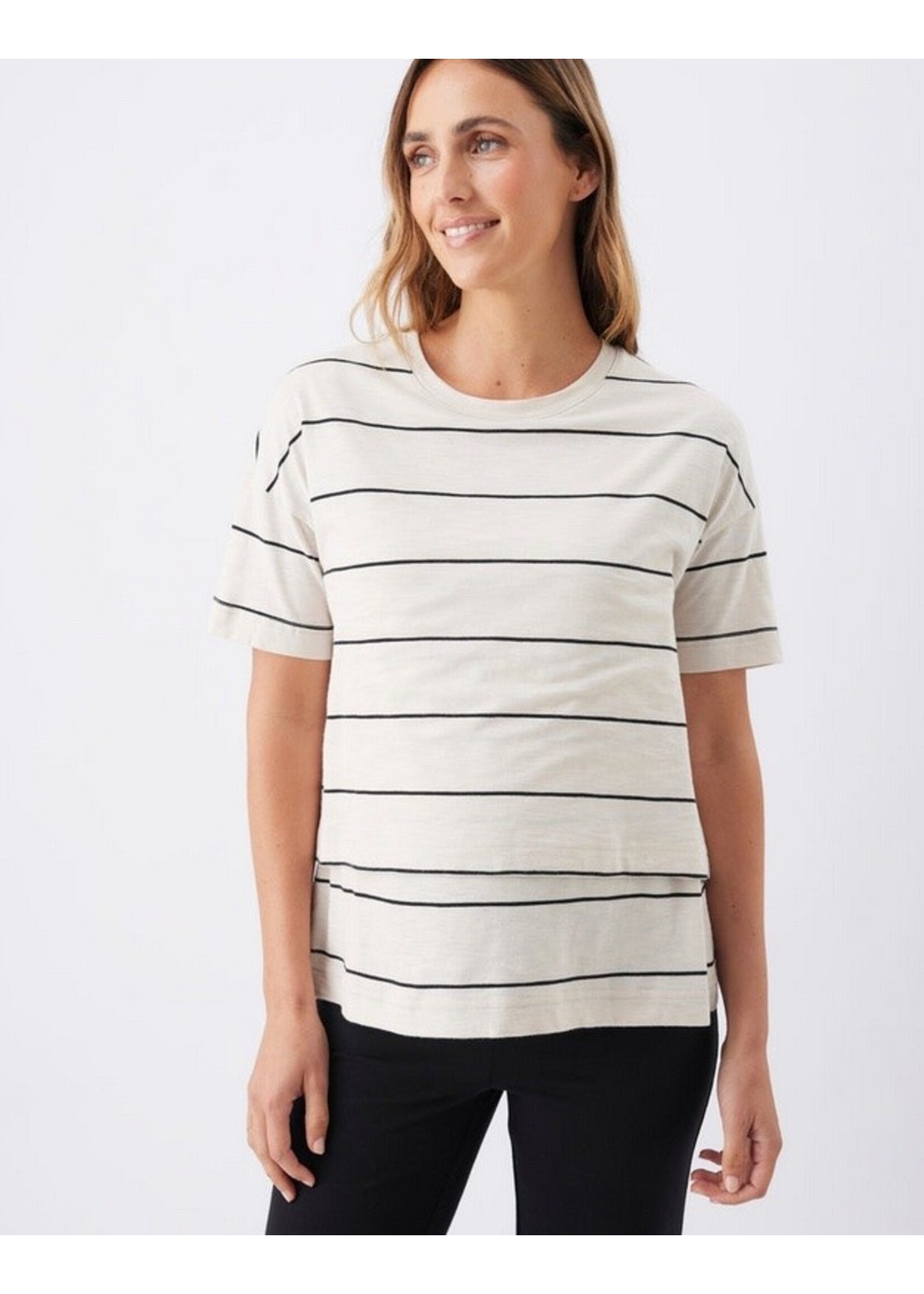 Ripe Maternity Ripe Maternity, Claudette Nursing Tee || Ecru / Black