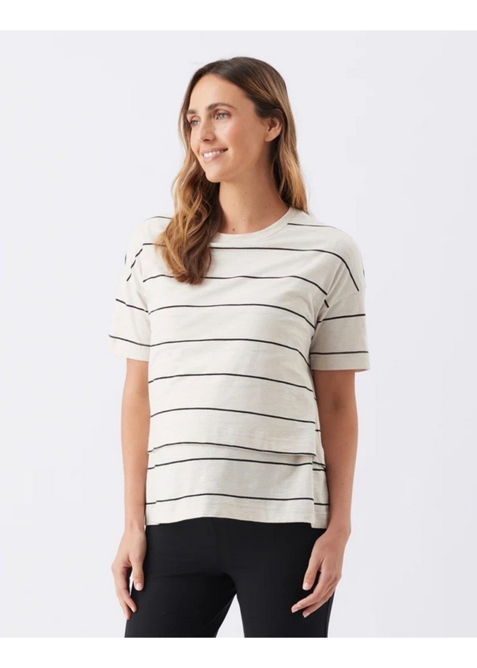 Ripe Maternity Ripe Maternity, Claudette Nursing Tee || Ecru / Black