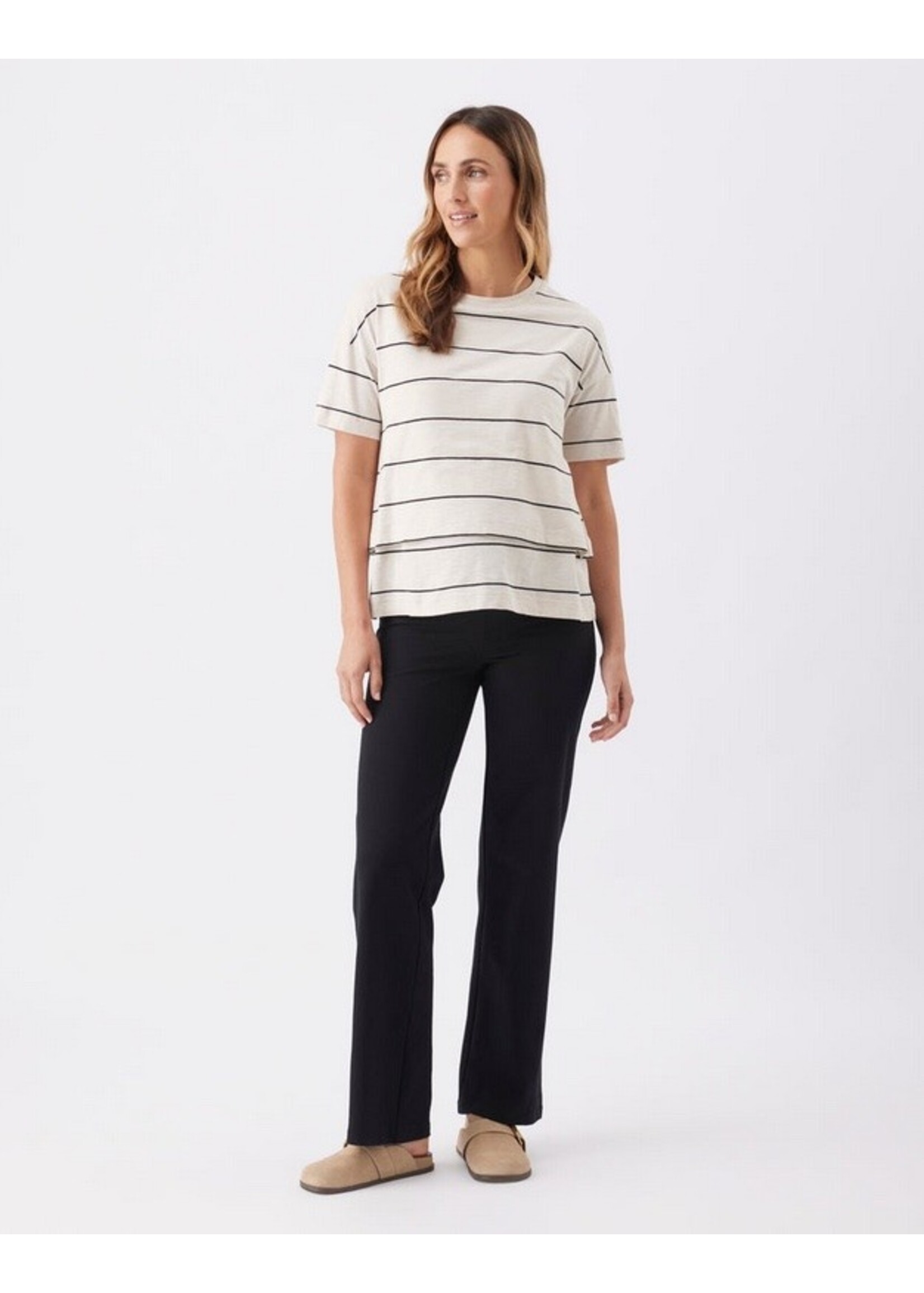 Ripe Maternity Ripe Maternity, Claudette Nursing Tee || Ecru / Black