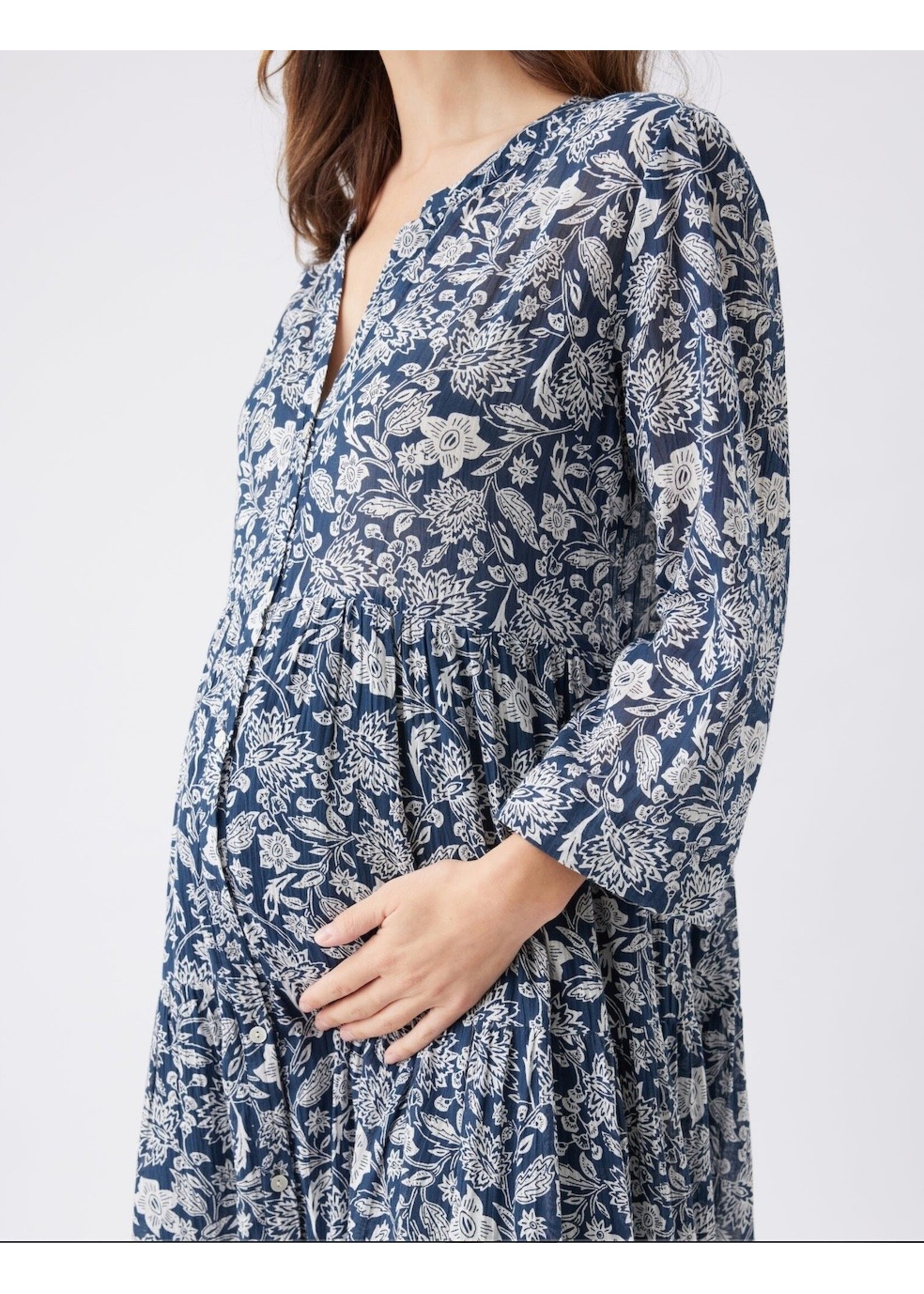 Ripe Maternity Ripe Maternity, Ezra Tiered Dress || Ink / White