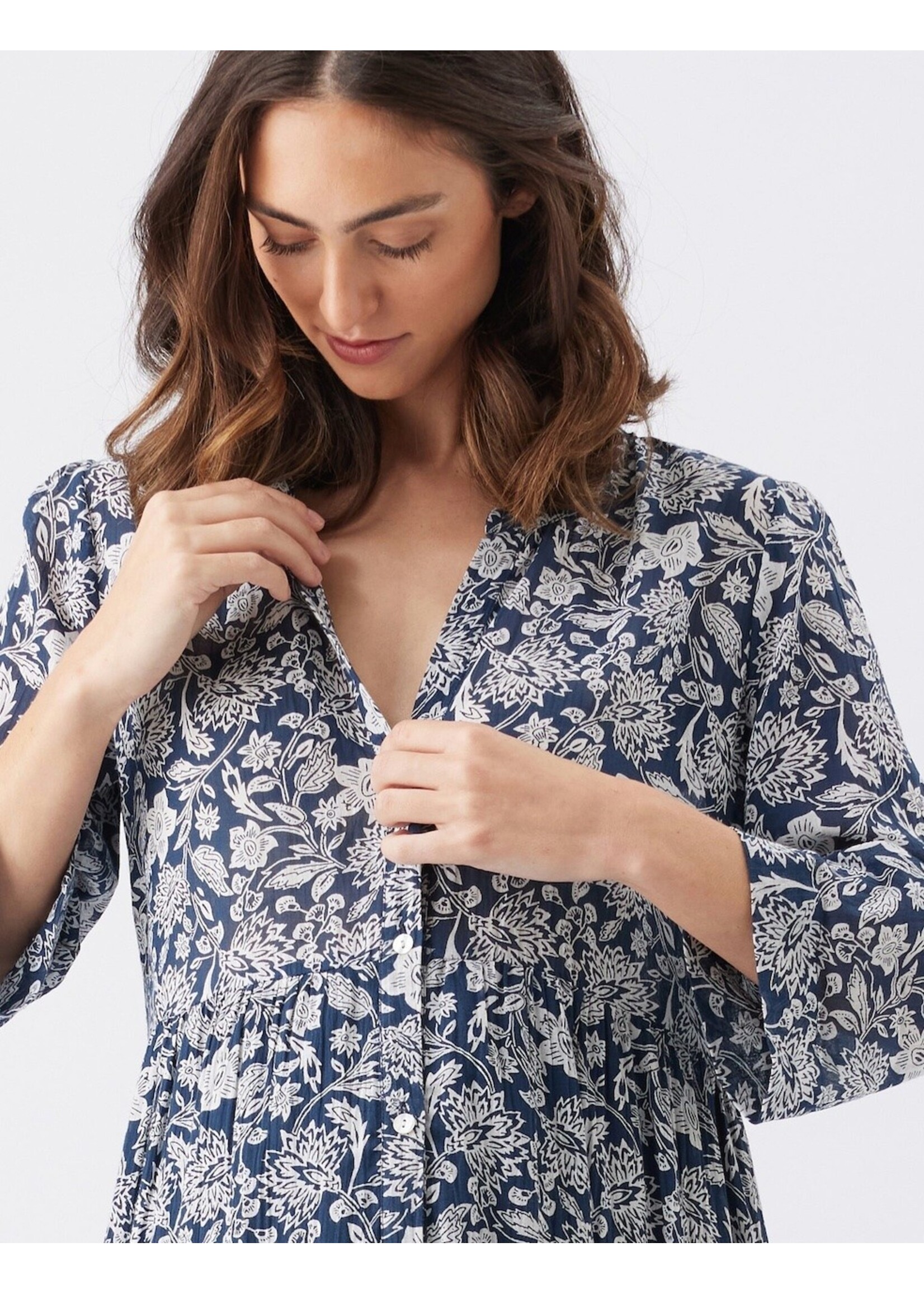 Ripe Maternity Ripe Maternity, Ezra Tiered Dress || Ink / White
