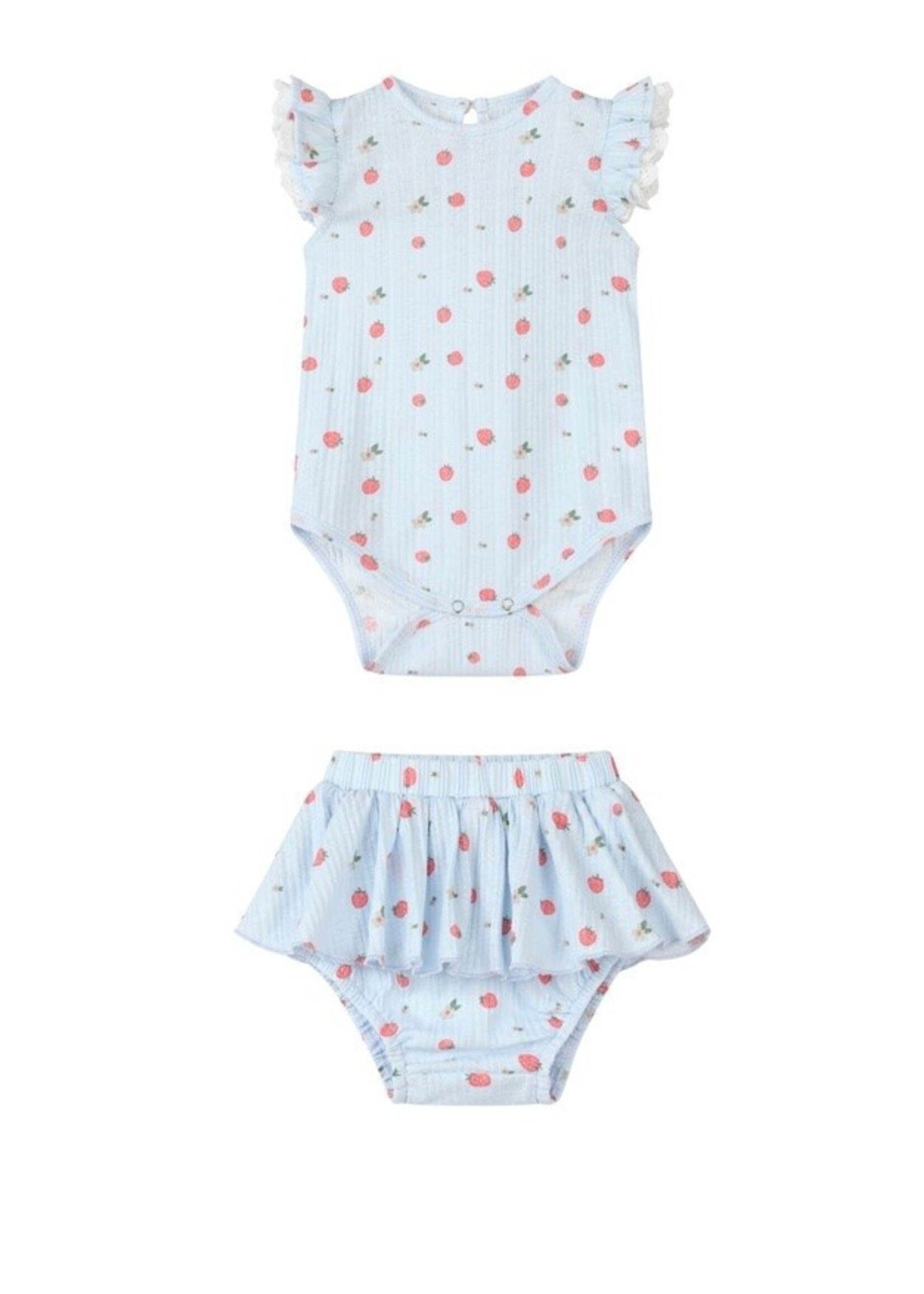 Vignette Vignette, Amber Strawberry Print Set || Blue