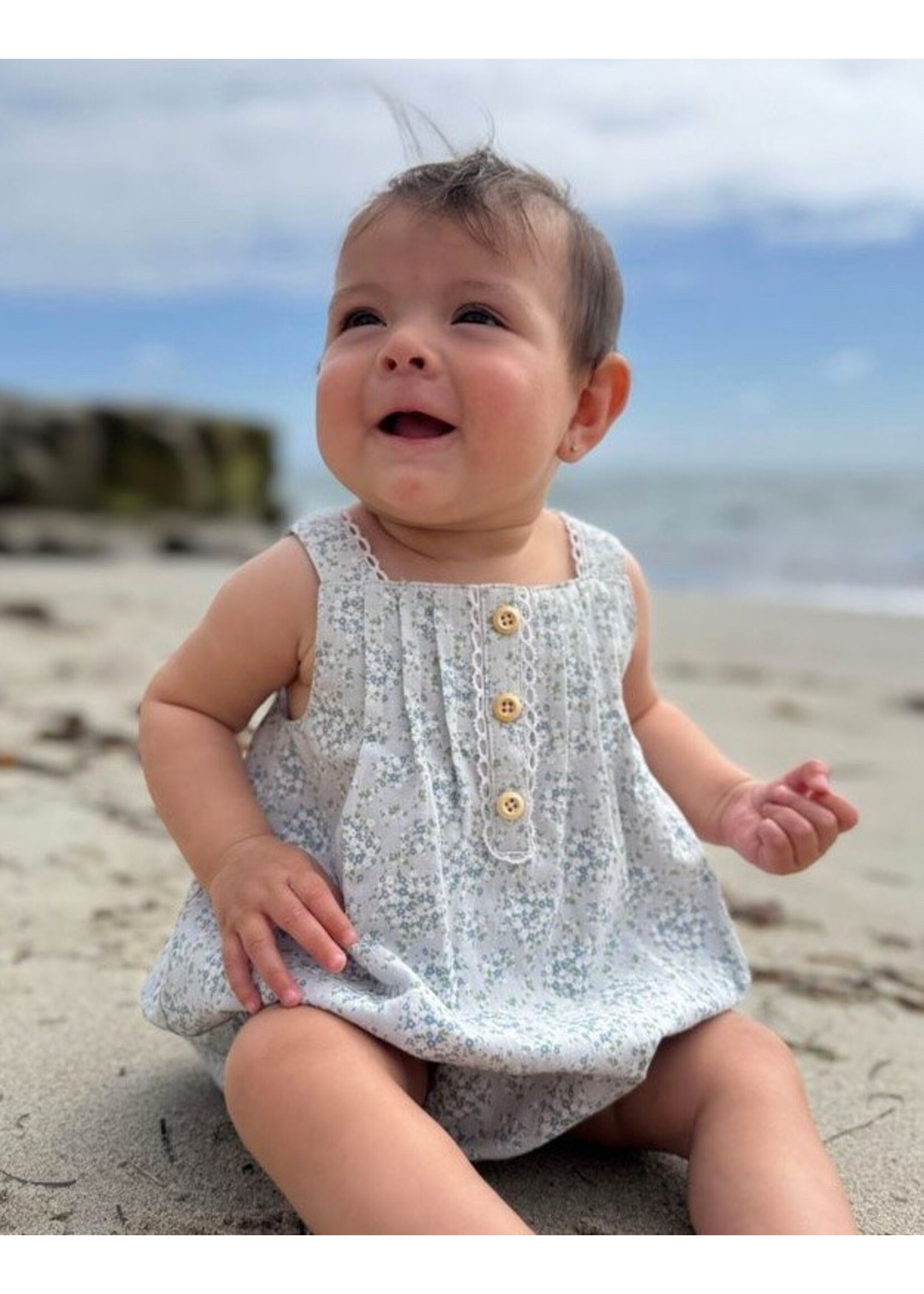 Vignette Vignette, Evie Bubble Romper || Blue Floral