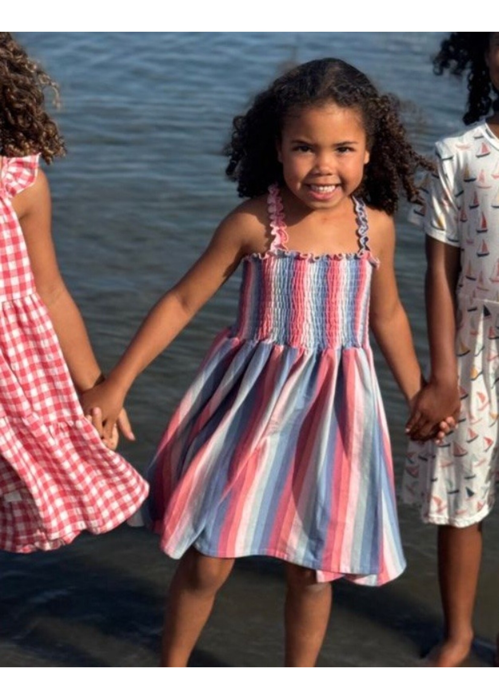Vignette Vignette, Savannah Dress || Red Blue Multi-Stripe