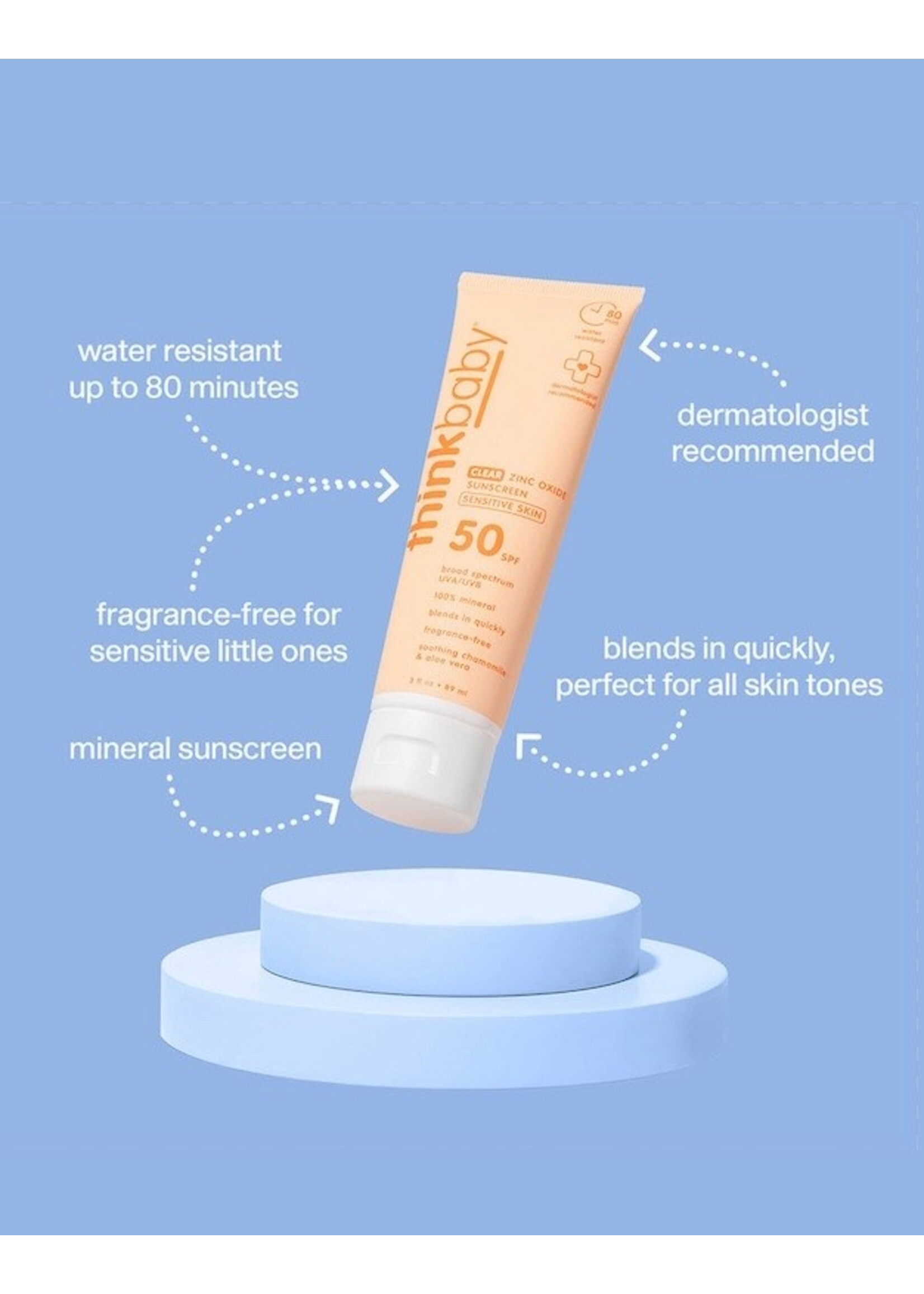 Thinksport Thinksport Baby, Clear Zinc Sensitive Sunscreen SPF 50 || 3 fl oz | 89 ml