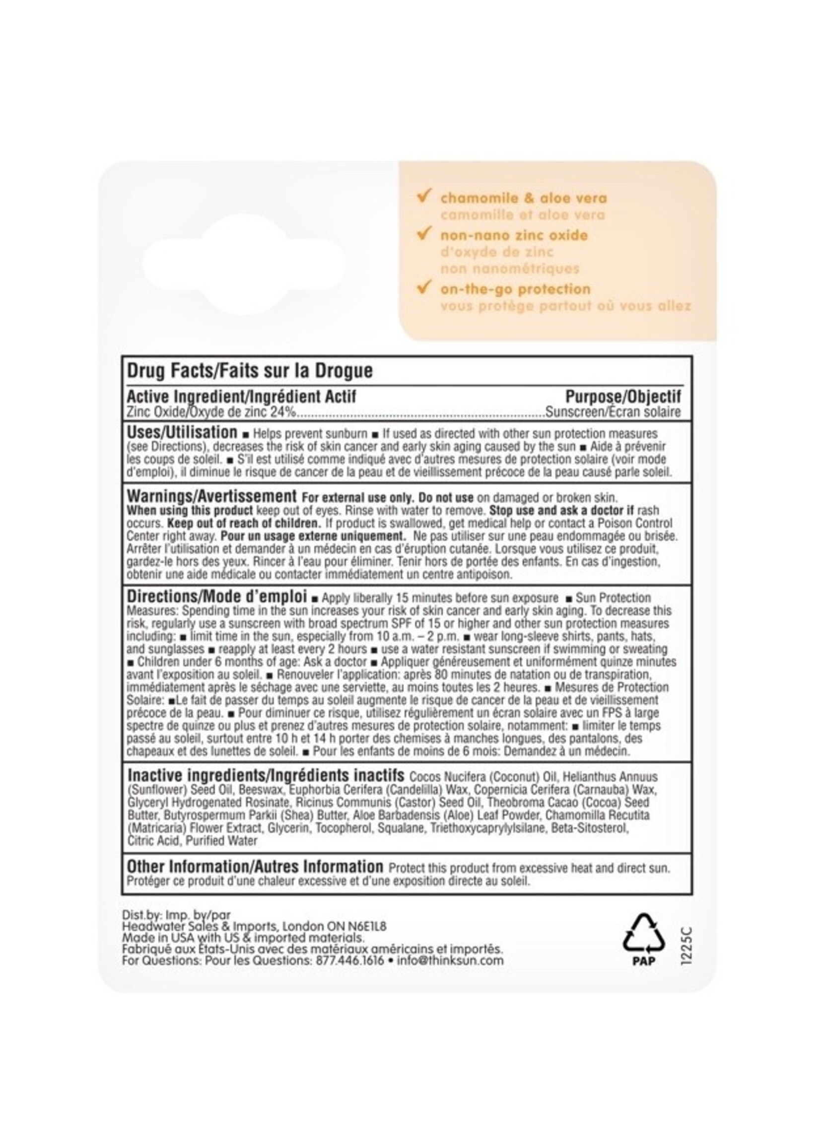 Thinksport Think Baby Mineral Based Sunscreen Sensitive Skin Stick SPF 30 || 18.4 grams