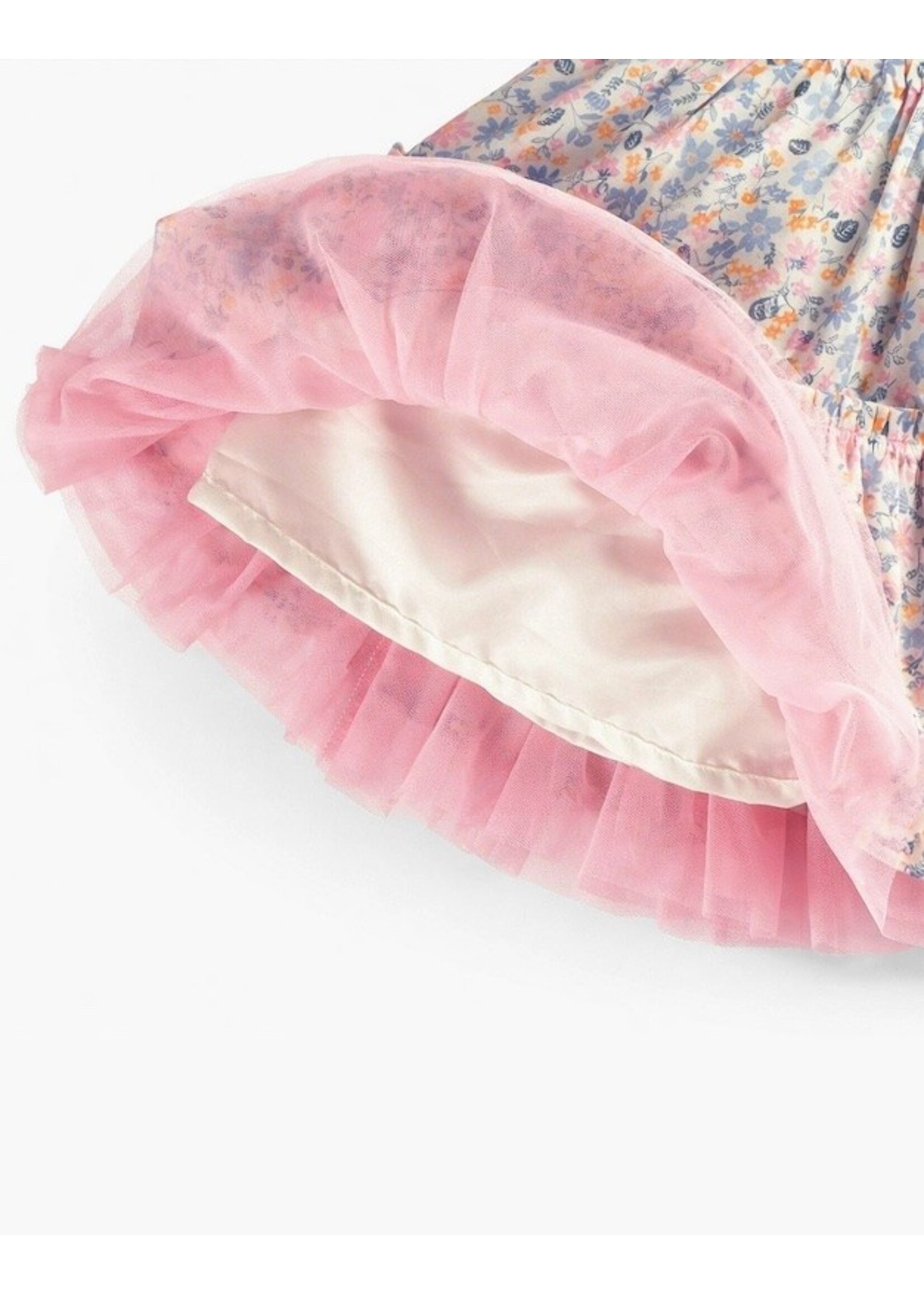 Souris Mini Souris Mini, Floral Print Skirt || White Multi