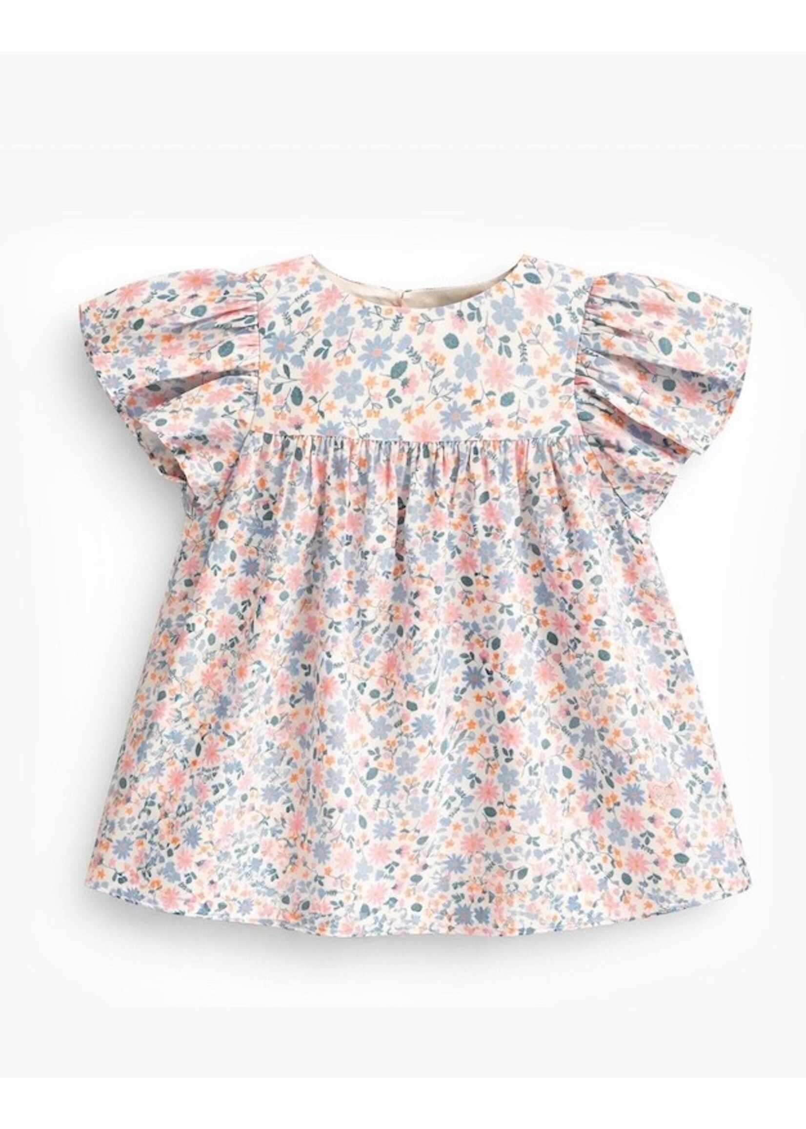Souris Mini Souris Mini, Floral Print Dress || White Multi