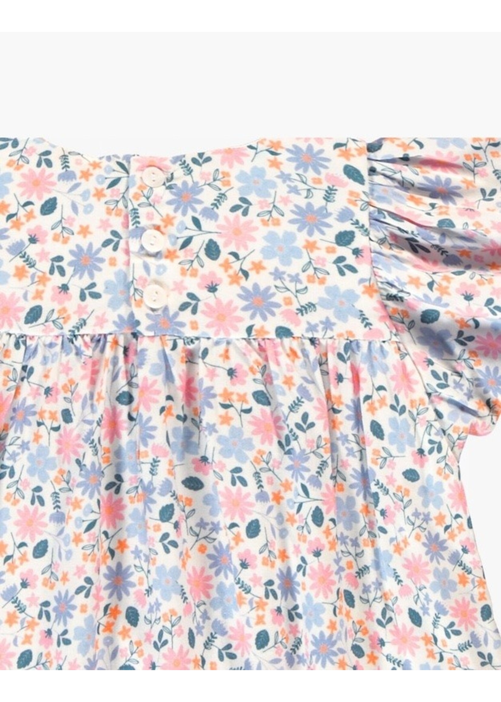 Souris Mini Souris Mini, Floral Print Dress || White Multi