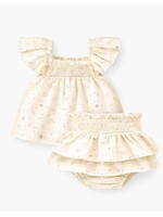Souris Mini Souris Mini, Check and Floral Print Two-Piece Set || Cream