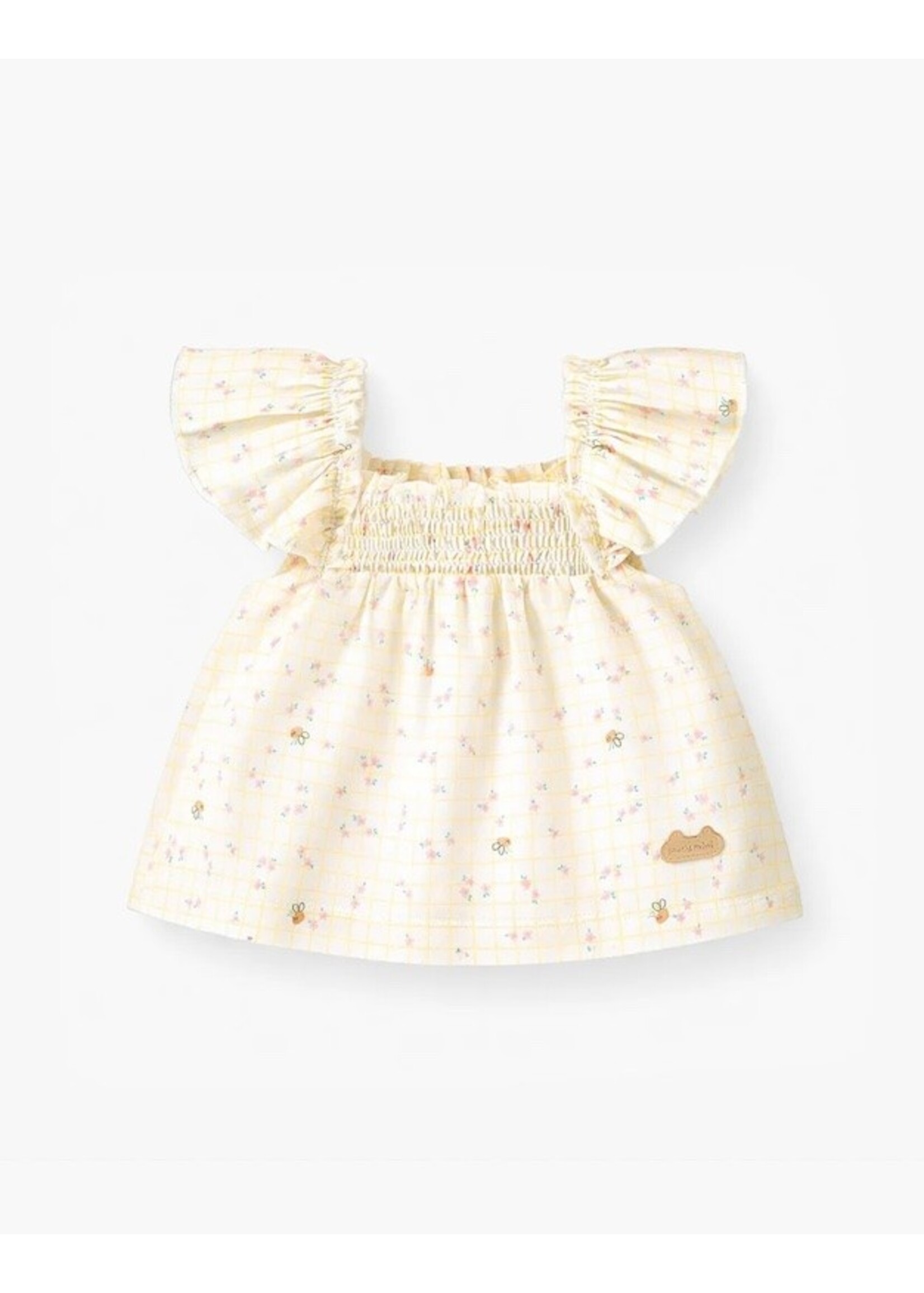 Souris Mini Souris Mini, Check and Floral Print Two-Piece Set || Cream
