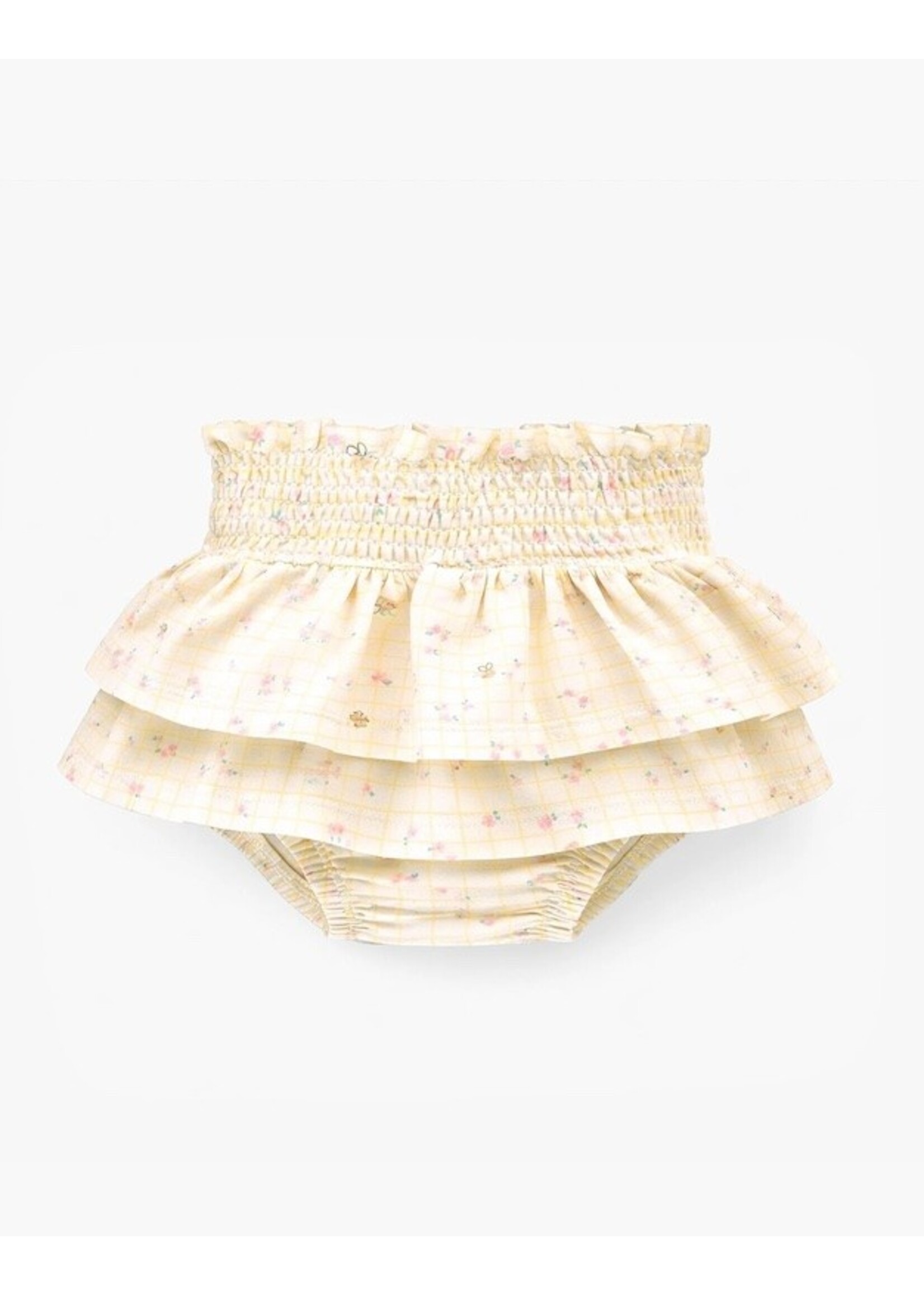 Souris Mini Souris Mini, Check and Floral Print Two-Piece Set || Cream