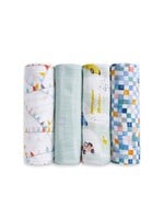 Aden + Anais Aden + Anais, Essentials Cotton Swaddle 4 pack || Vintage Car Rally