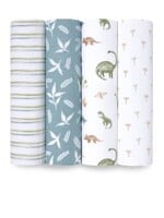 Aden + Anais Aden + Anais, Essentials Cotton Muslin Swaddles 4pk || Dino Jungle