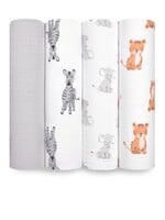 Aden + Anais aden+anais, Essentials Cotton Muslin Swaddles 4pk || Safari Babes