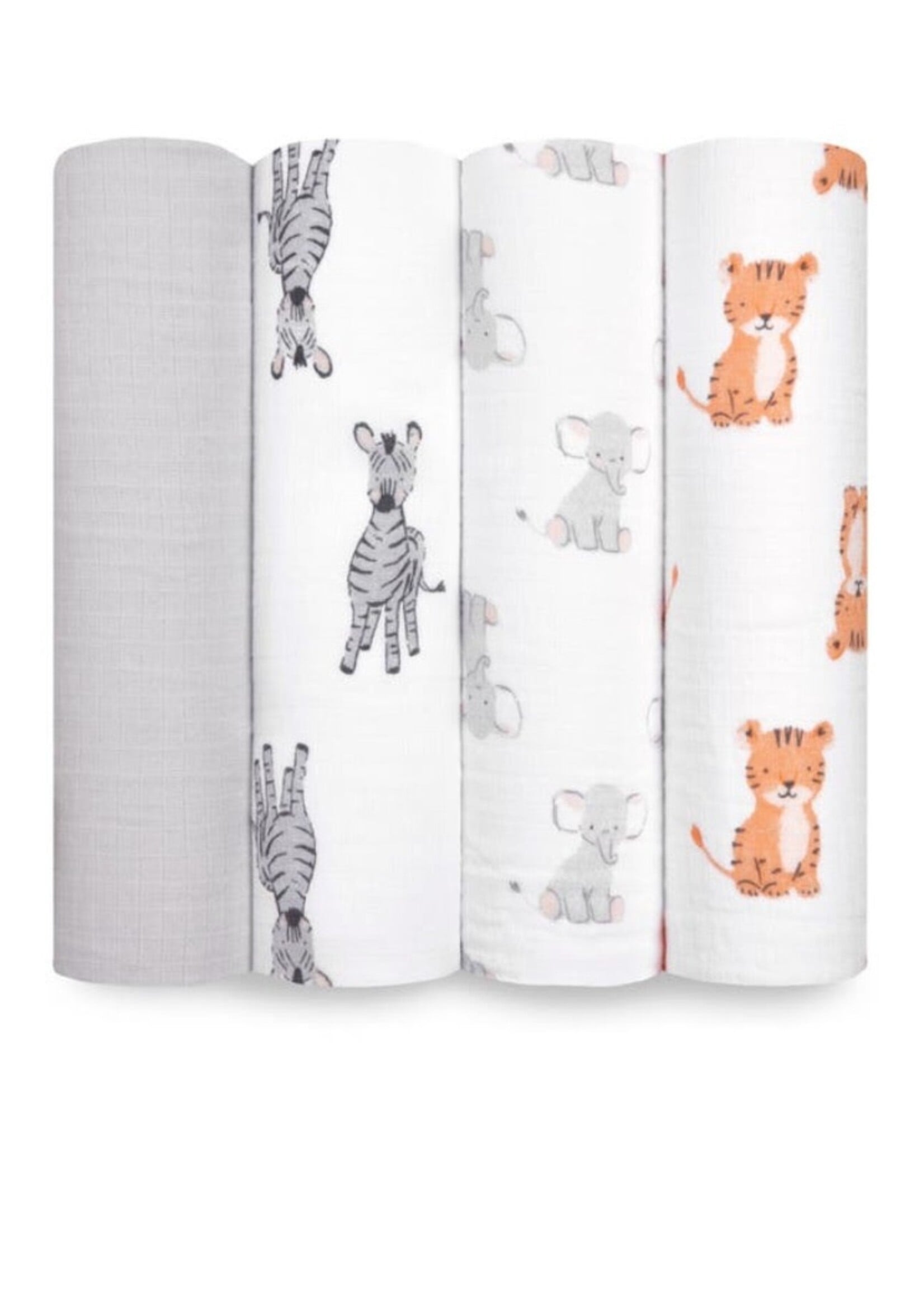 Aden + Anais aden+anais, Essentials Cotton Muslin Swaddles 4pk || Safari Babes