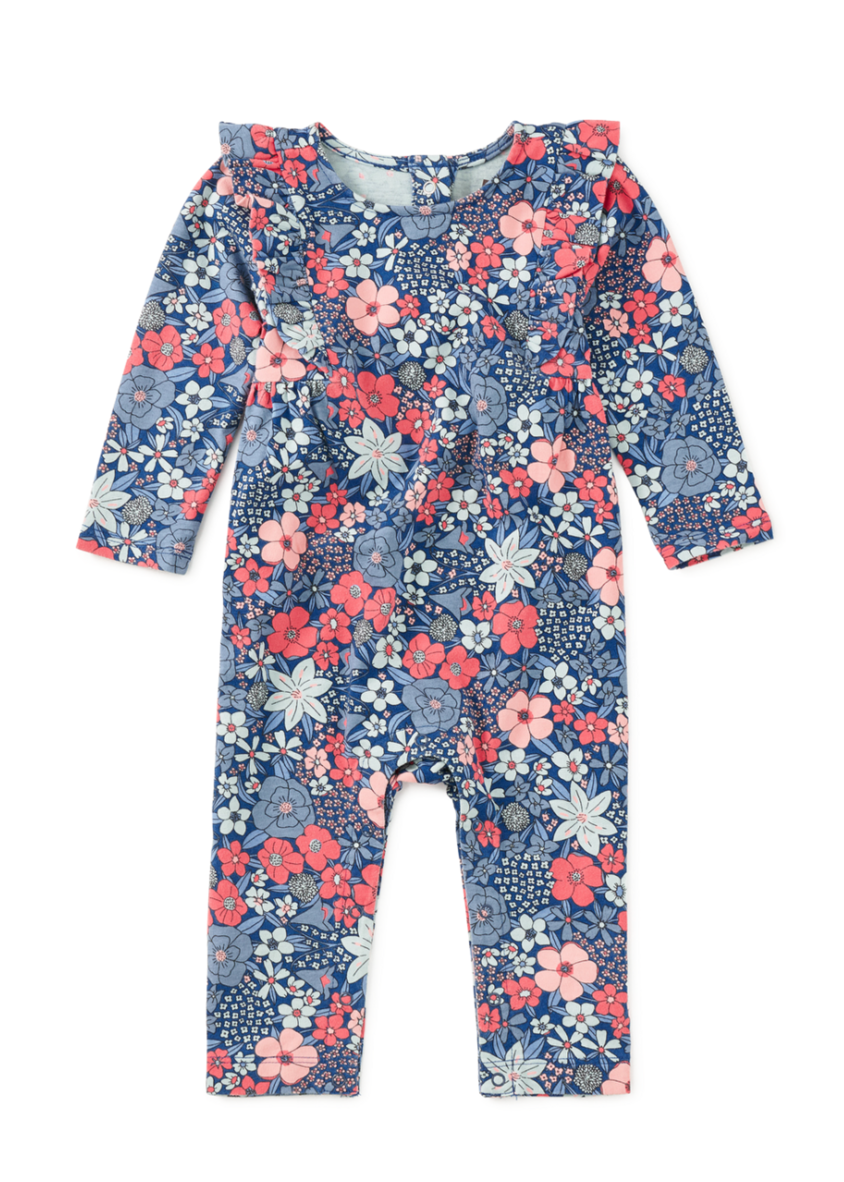 Tea Collection Tea Collection, Ruffle Shoulder Baby Romper || Chelsea Garden Floral