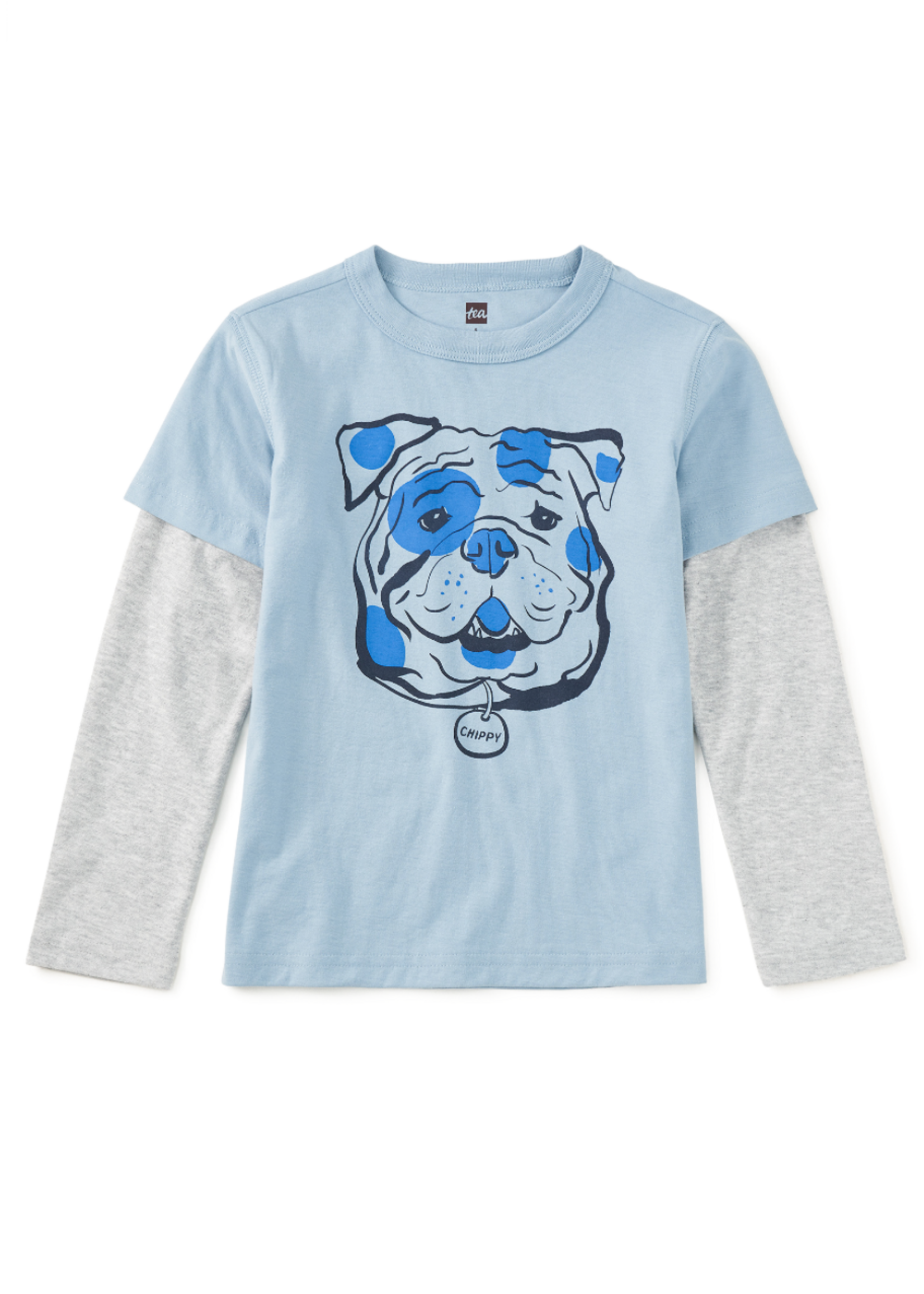 Tea Collection Tea Collection, Chippy the Bulldog Layered Tee || Cloud