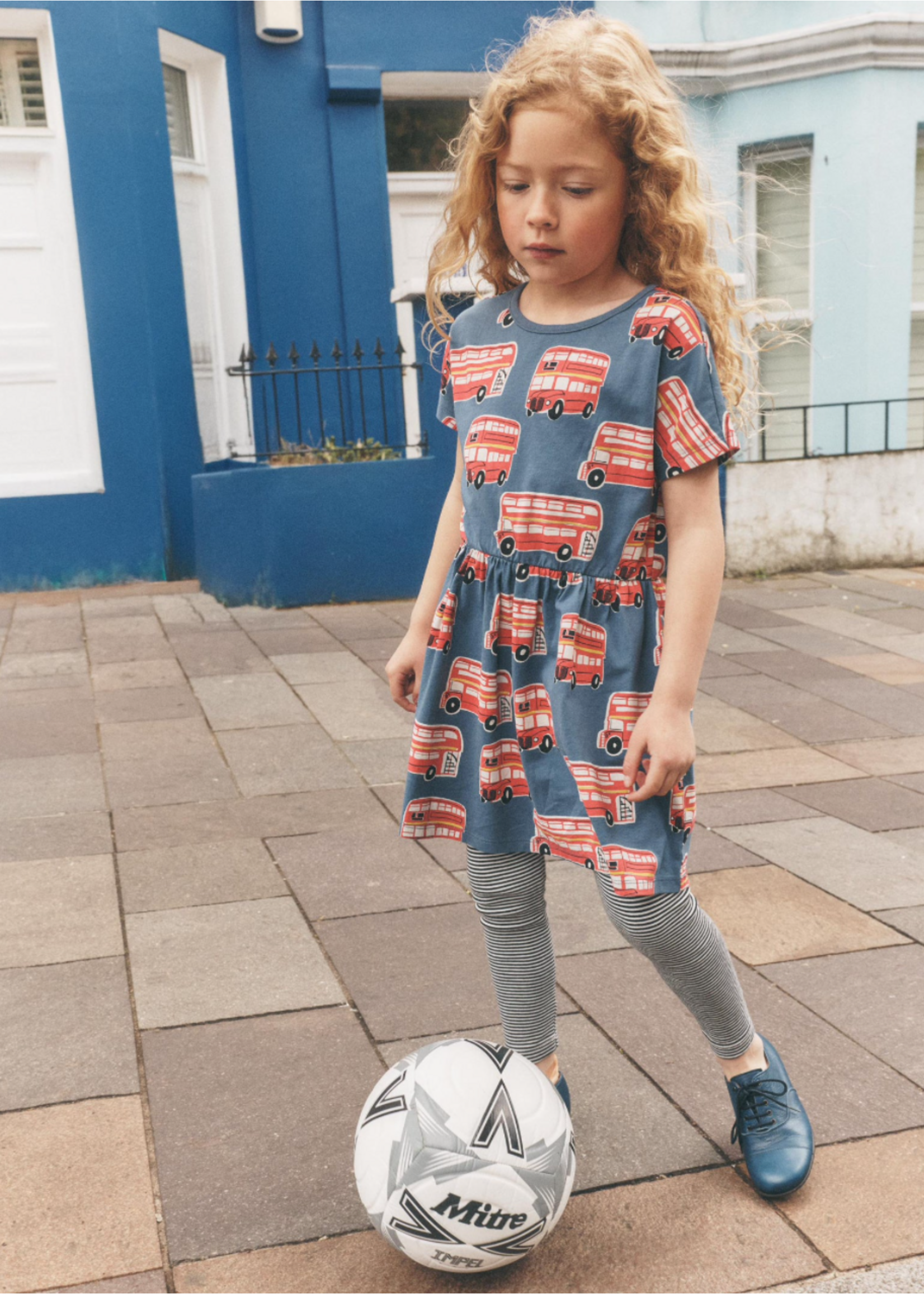 Tea Collection Tea Collection,  Short Sleeve Twirl Dress || Double Decker Bus