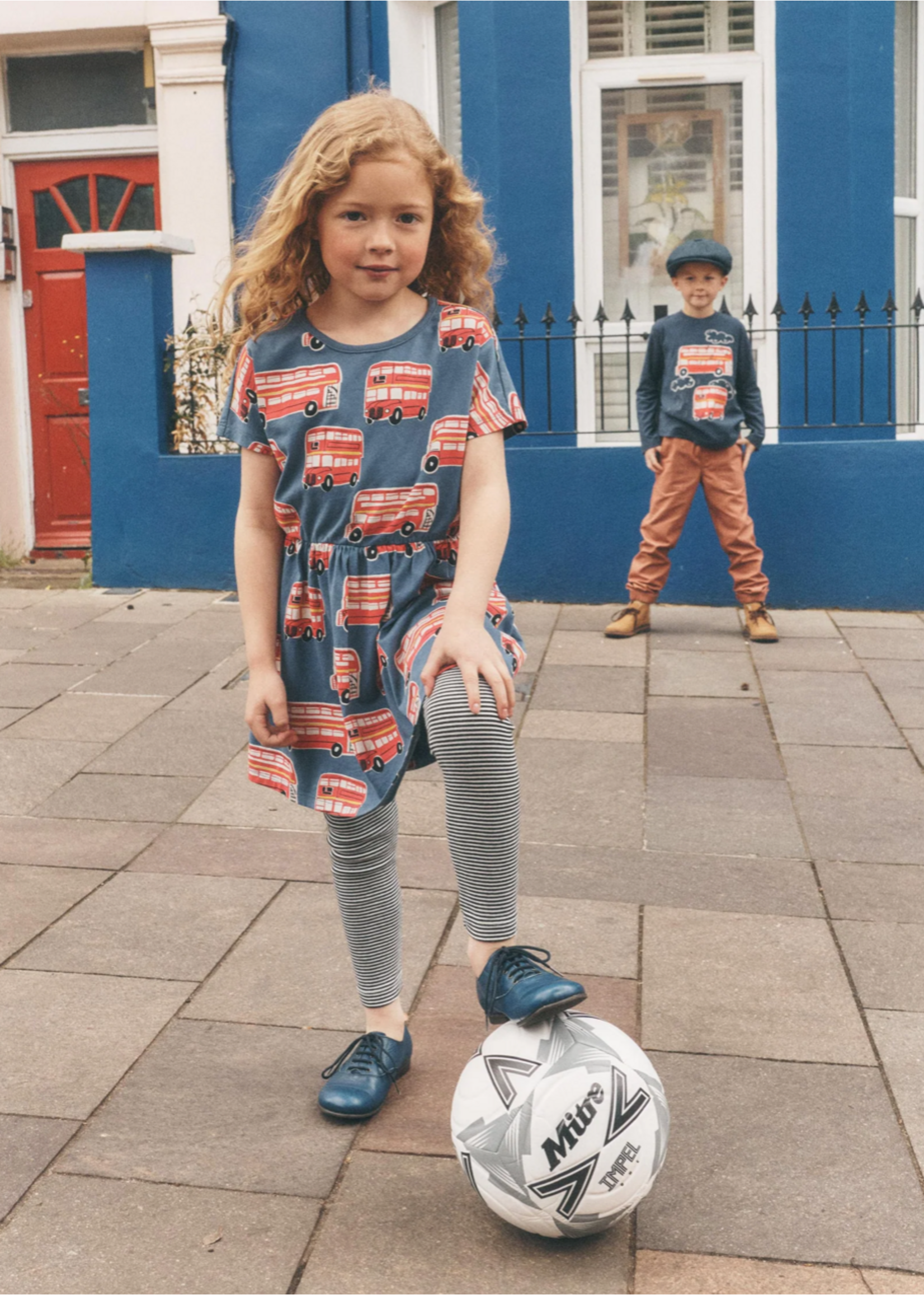 Tea Collection Tea Collection,  Short Sleeve Twirl Dress || Double Decker Bus