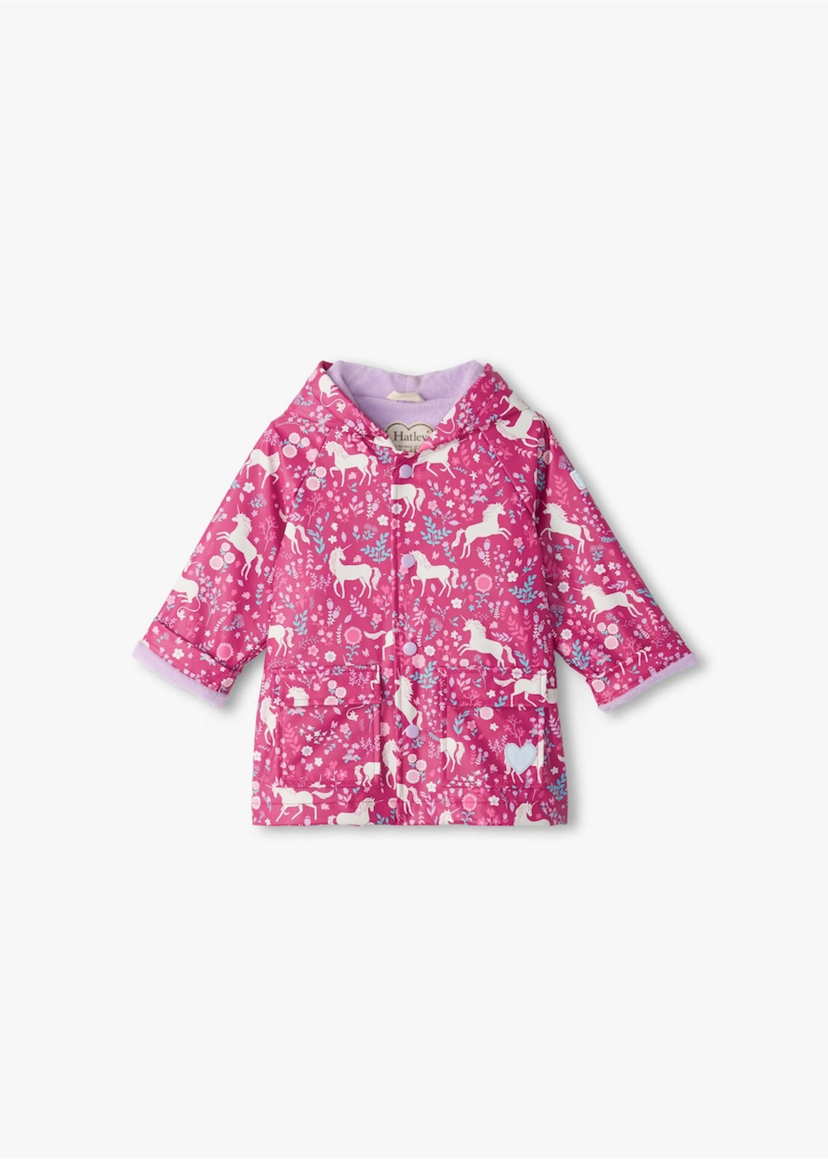 Hatley Hatley, Girls Snap Rain Jacket || Unicorn Forest