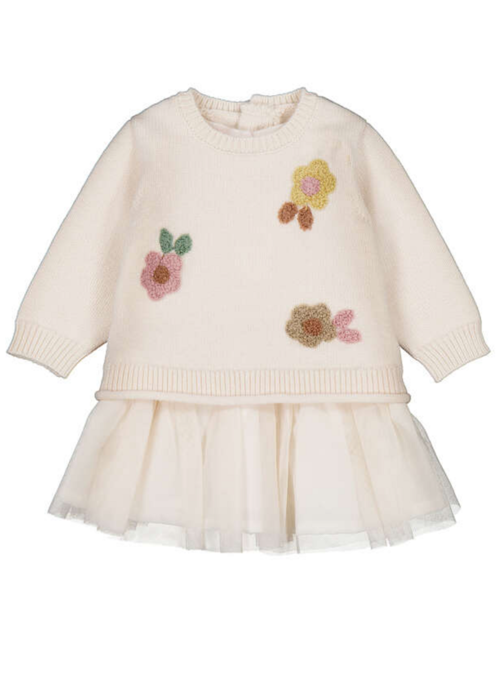 Mayoral Mayoral, Newborn Girl Tricot Tulle Dress || Cream