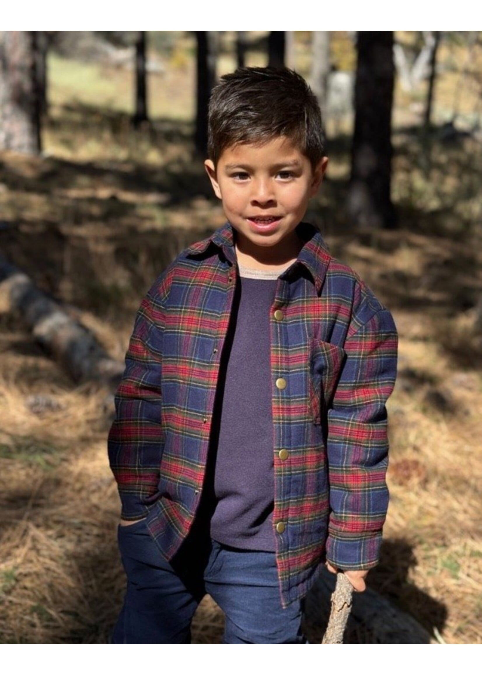 Me & Henry Me & Henry,  Hiker Padded Jacket || Navy Plaid