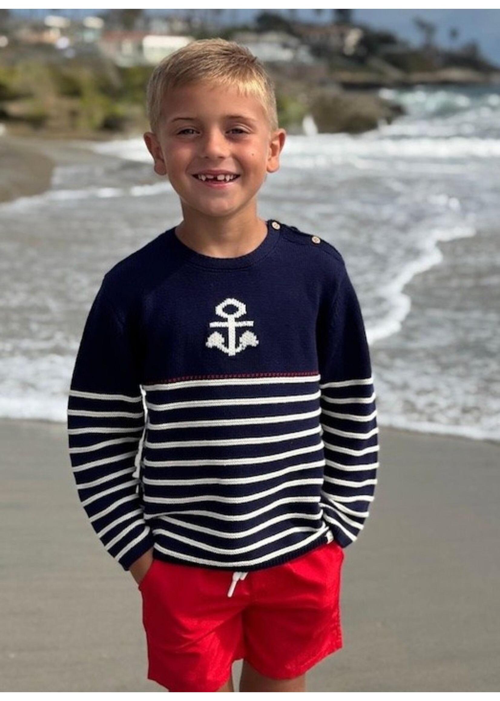 Me & Henry Me & Henry, Anchor Sweater || Navy / White