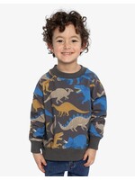 Deux Par Deux Deux Par Deux, Dinosaur Print Fleece Sweatshirt || Grey