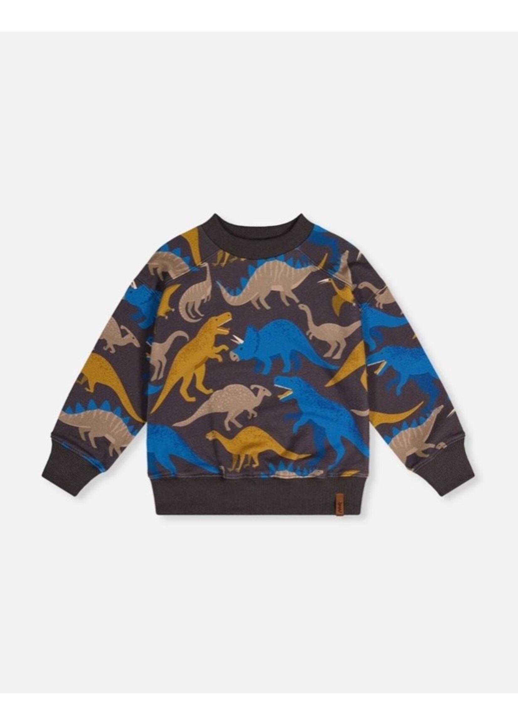 Deux Par Deux Deux Par Deux, Dinosaur Print Fleece Sweatshirt || Grey