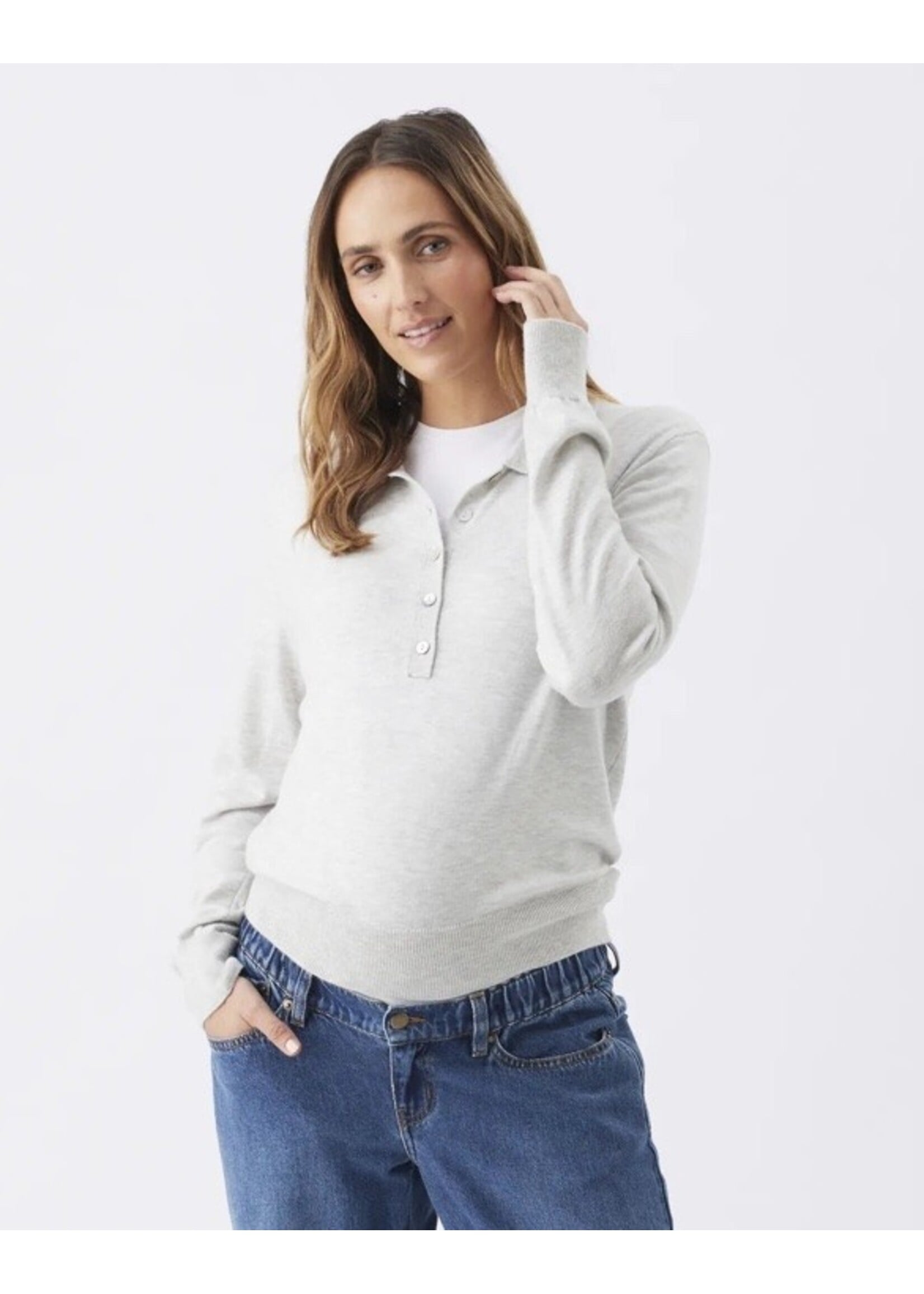 Ripe Maternity Ripe Maternity, Piper Polo Nursing Knit || Silver Marle