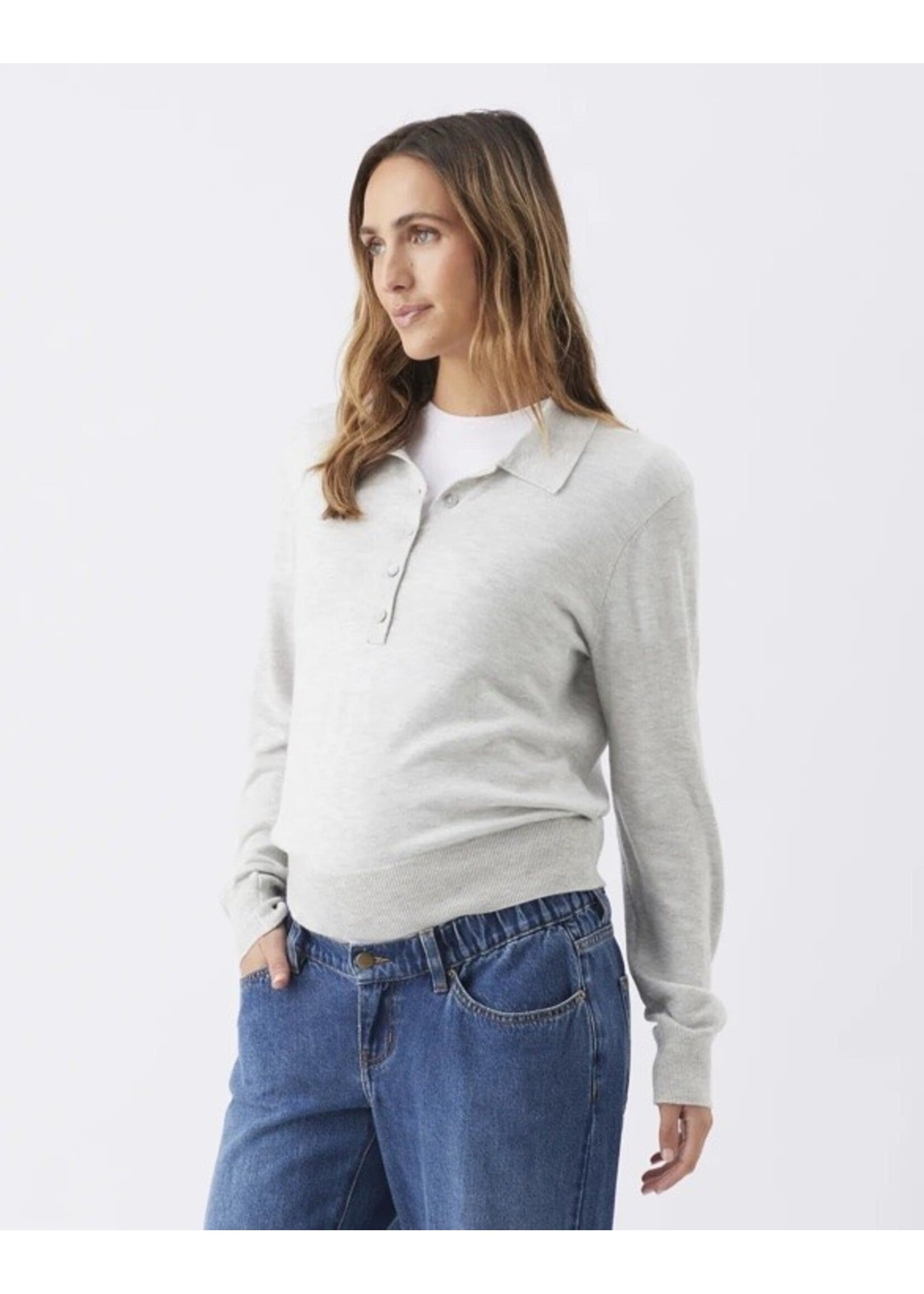 Ripe Maternity Ripe Maternity, Piper Polo Nursing Knit || Silver Marle