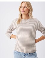 Ripe Maternity Ripe Maternity, Claudette Long Sleeve Nursing Top || Taupe / White