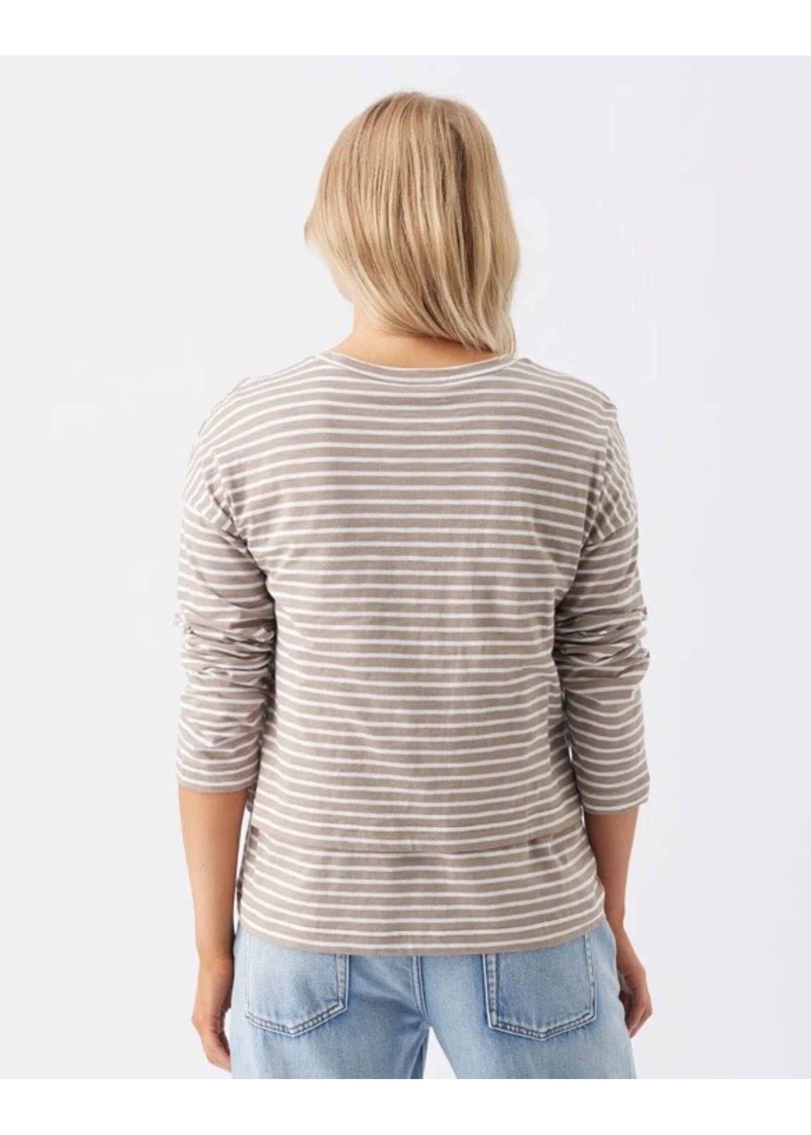 Ripe Maternity Ripe Maternity, Claudette Long Sleeve Nursing Top || Taupe / White