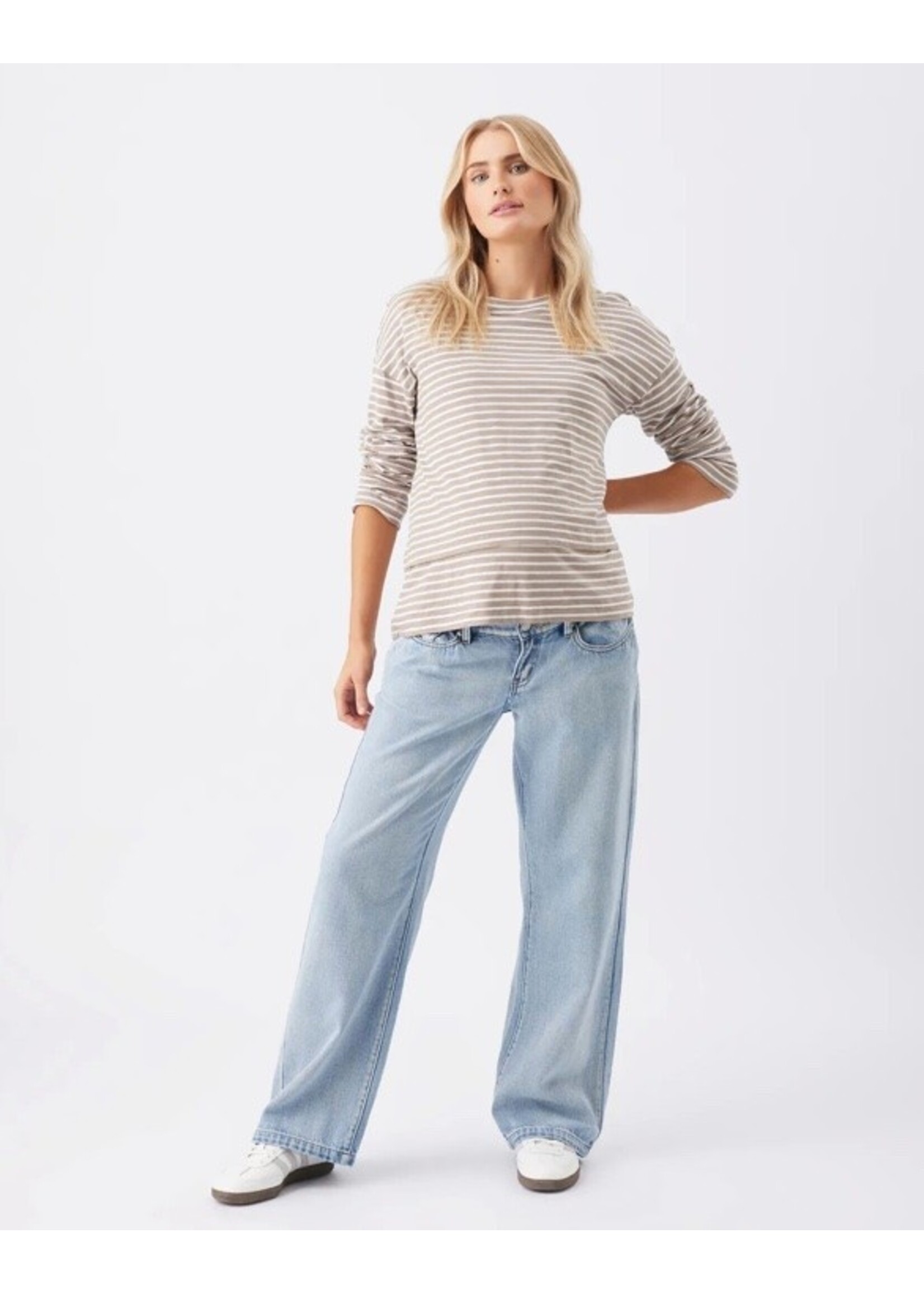 Ripe Maternity Ripe Maternity, Claudette Long Sleeve Nursing Top || Taupe / White