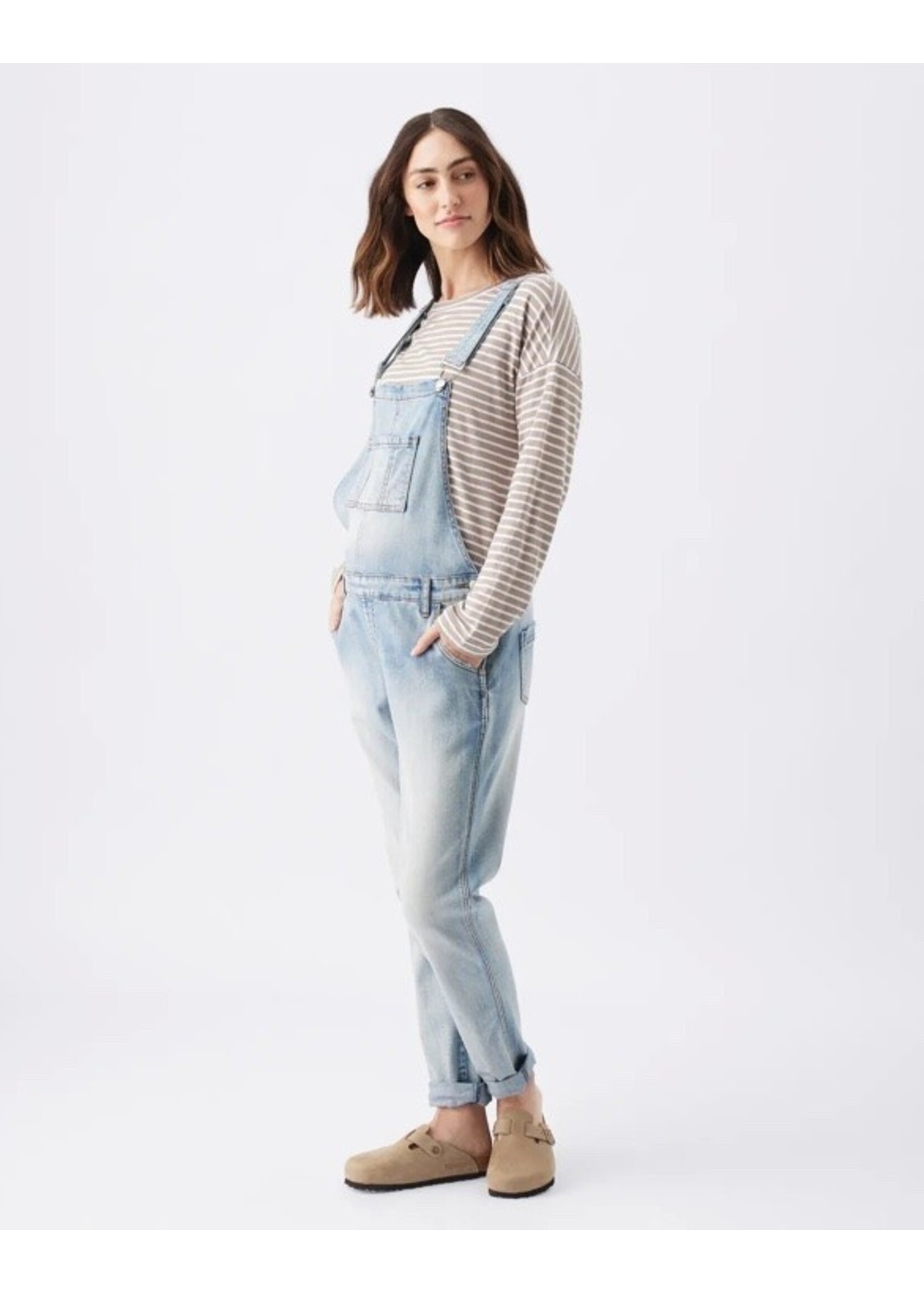 Ripe Maternity Ripe Maternity, Claudette Long Sleeve Nursing Top || Taupe / White