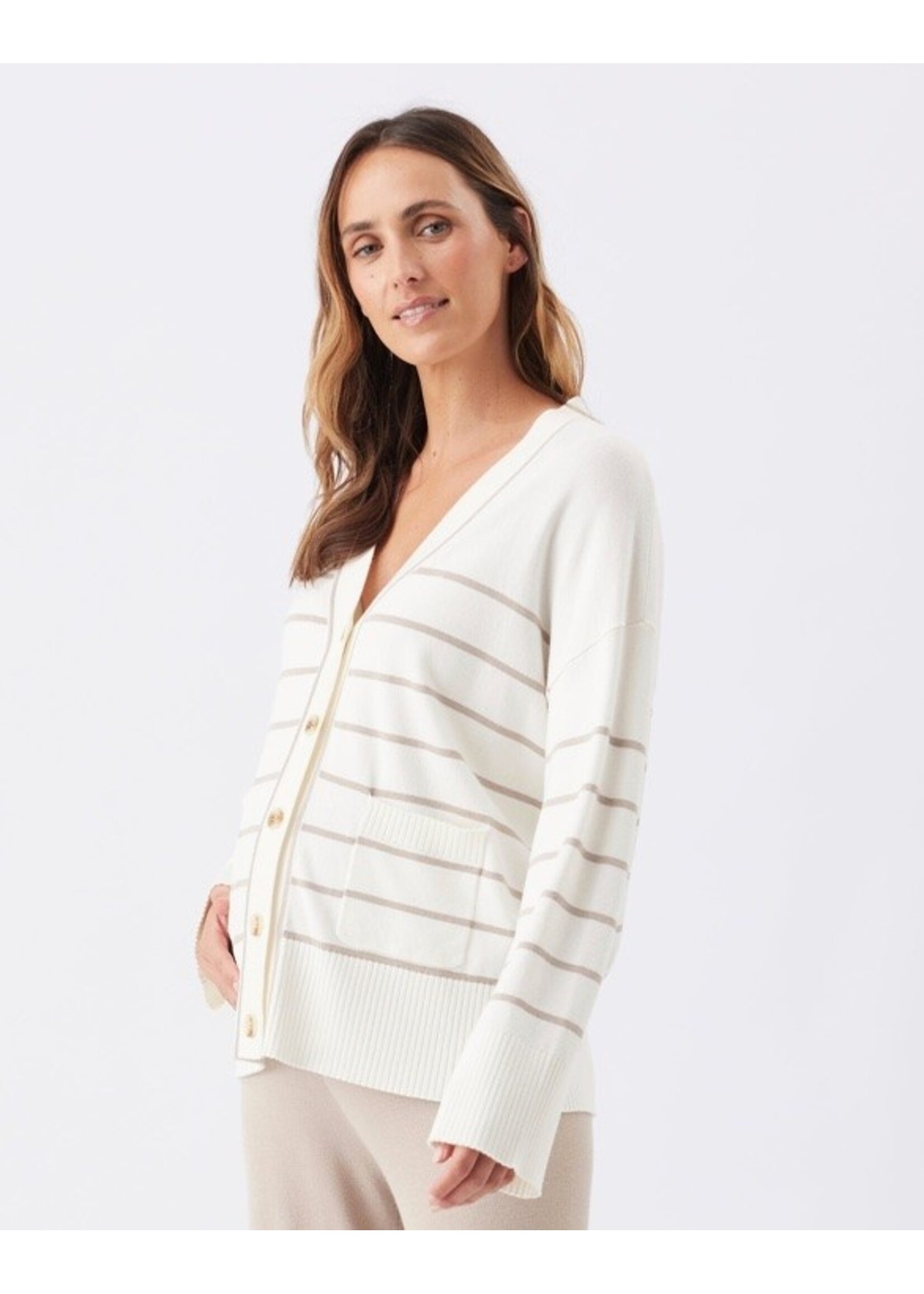 Ripe Maternity Ripe Maternity, Ellis Knit Cardigan || Off White / Stone
