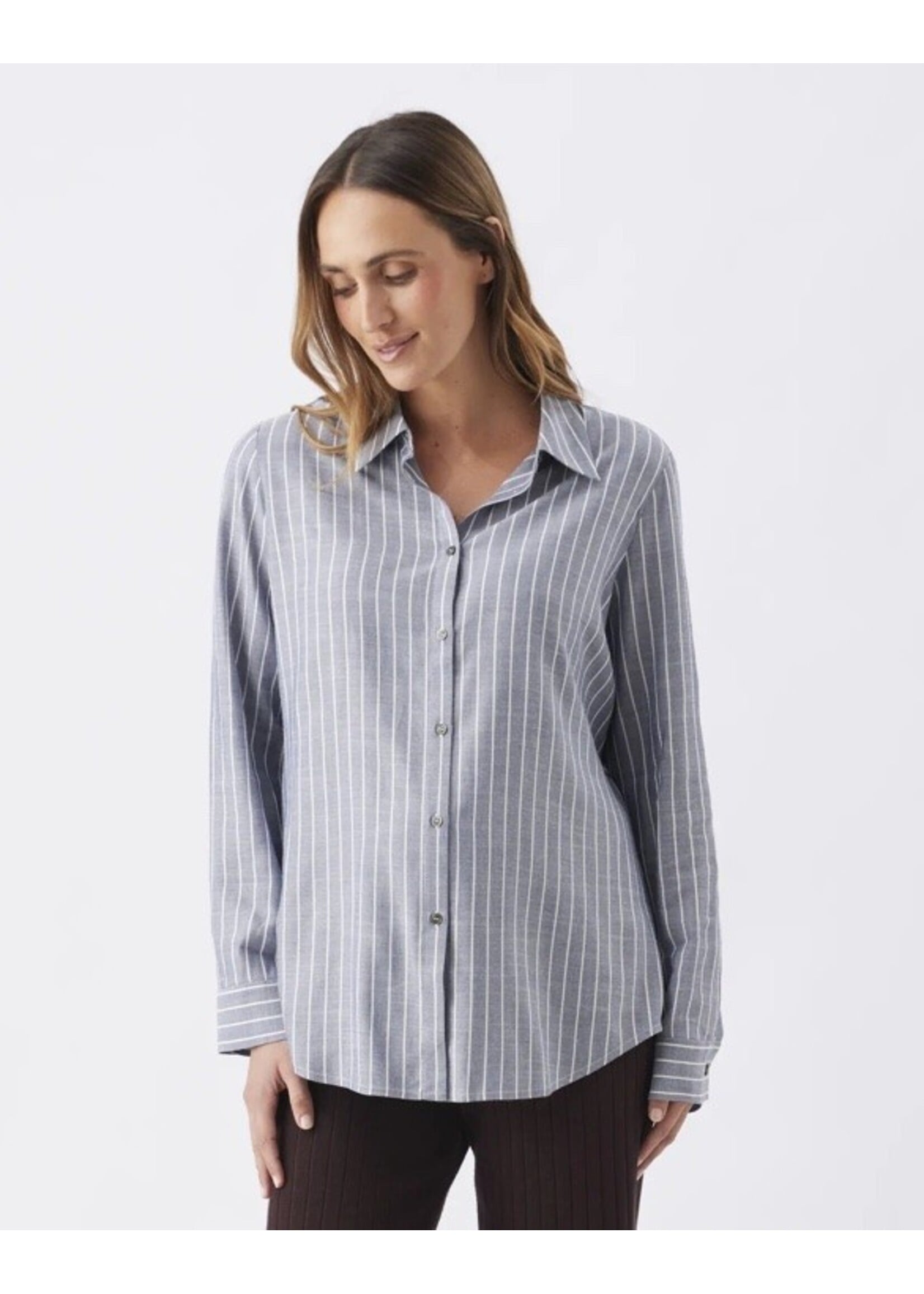 Ripe Maternity Ripe Maternity, Millie Button Up Shirt || Denim / White