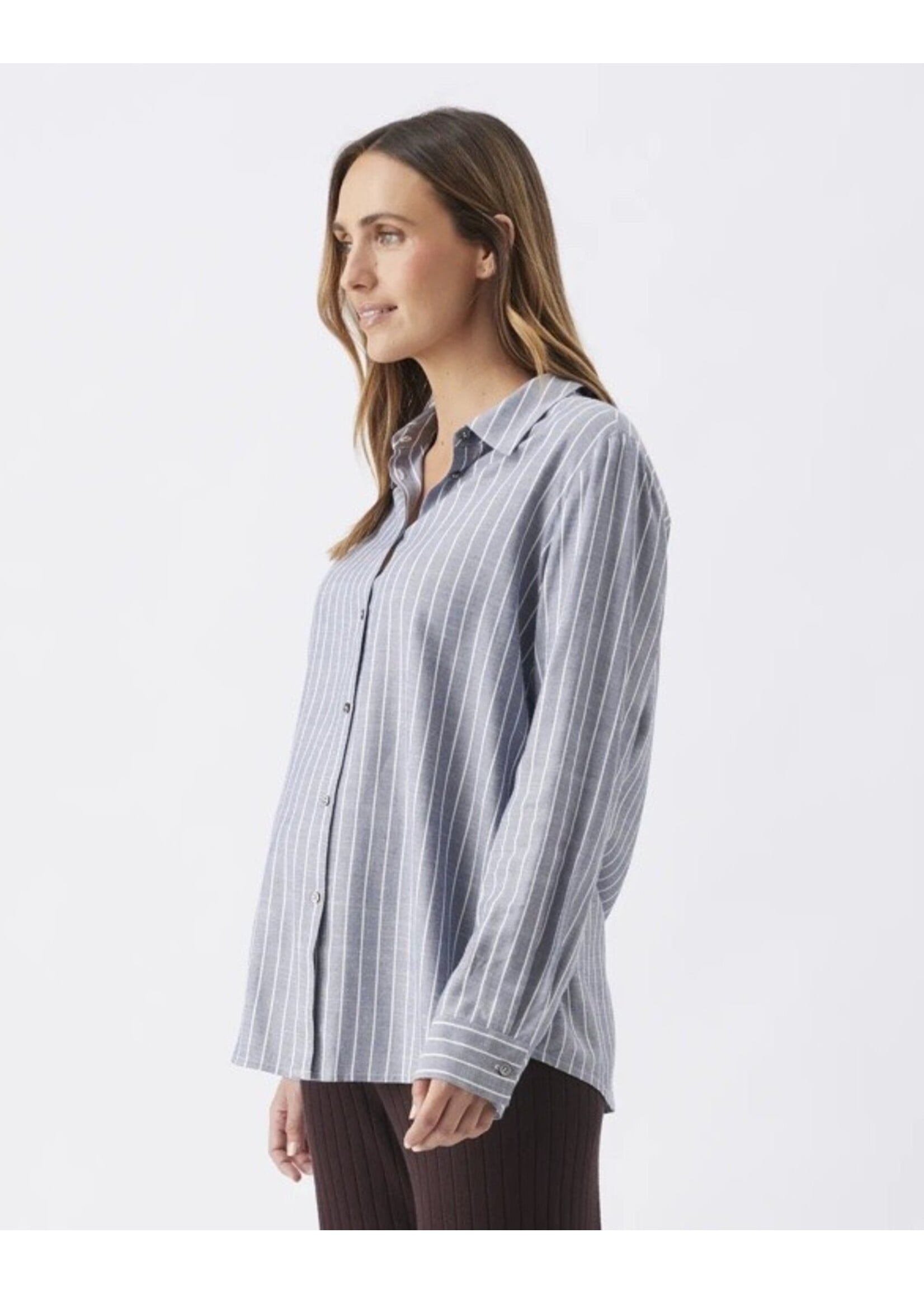Ripe Maternity Ripe Maternity, Millie Button Up Shirt || Denim / White