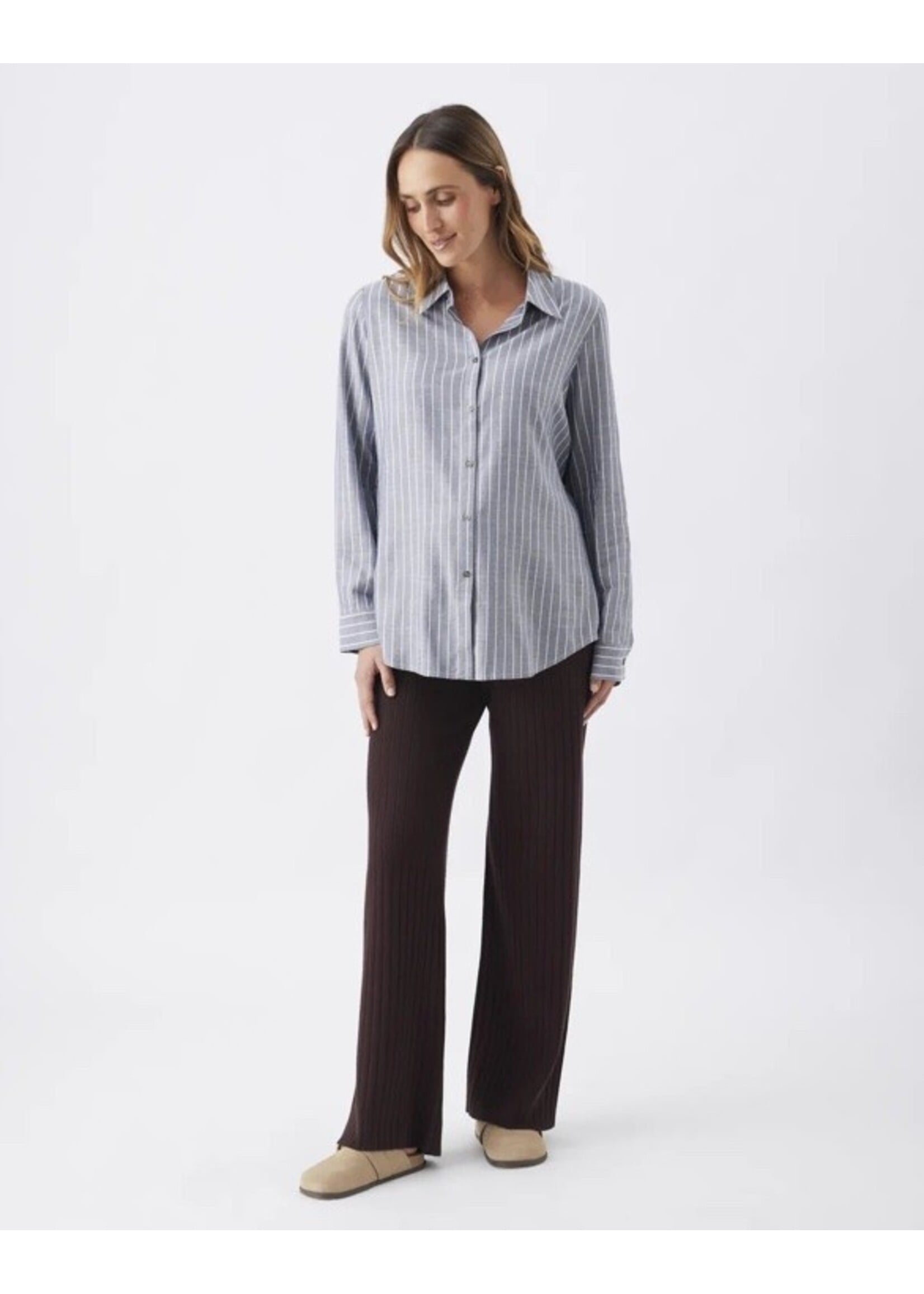 Ripe Maternity Ripe Maternity, Millie Button Up Shirt || Denim / White