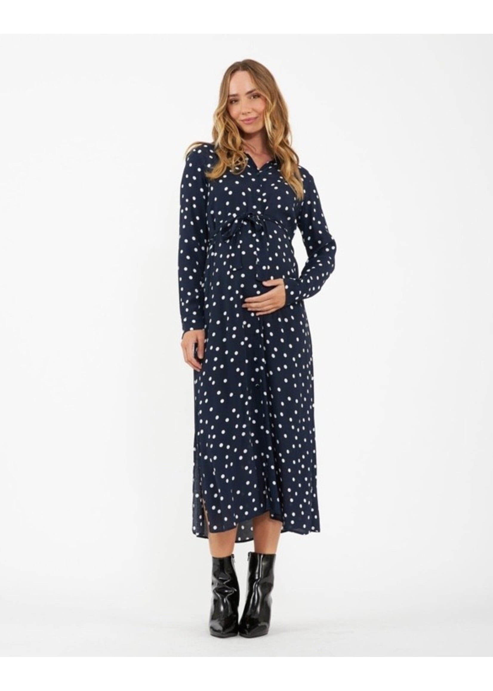 Ripe Maternity Ripe Maternity, Spot Shirt Dress || Navy / White