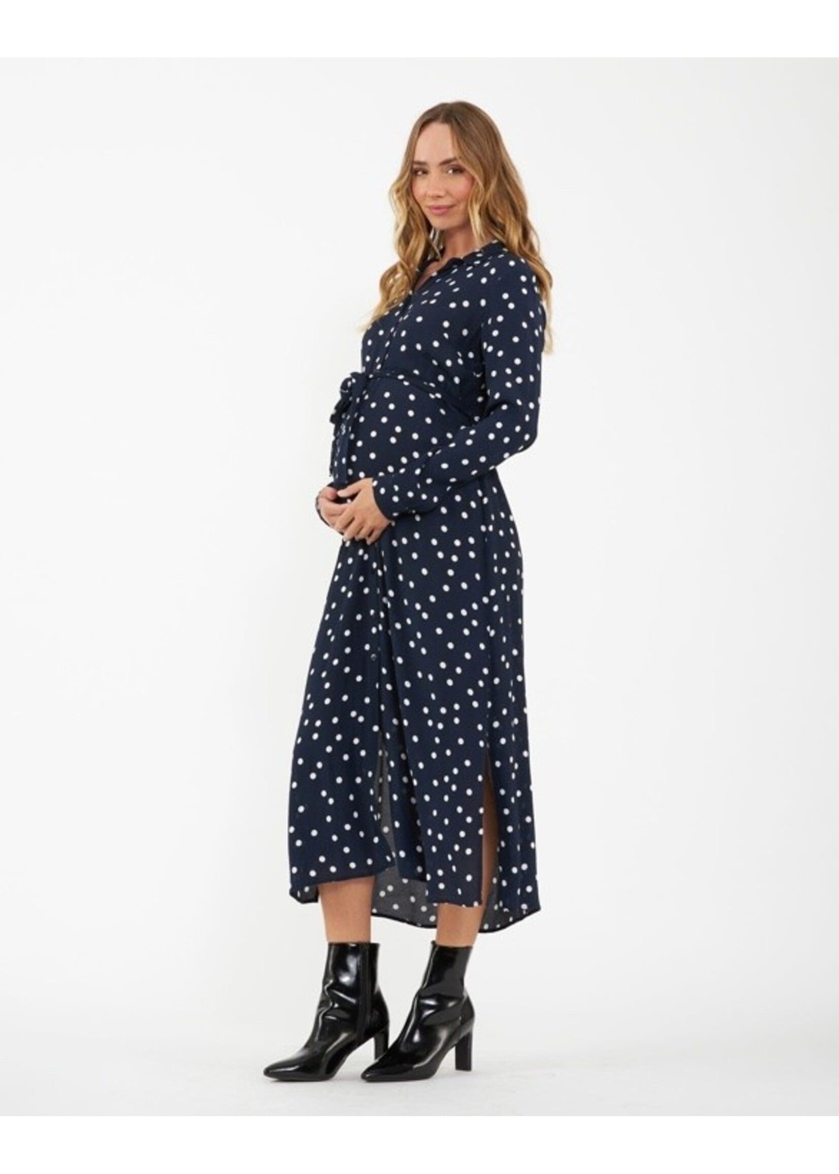 Ripe Maternity Ripe Maternity, Spot Shirt Dress || Navy / White