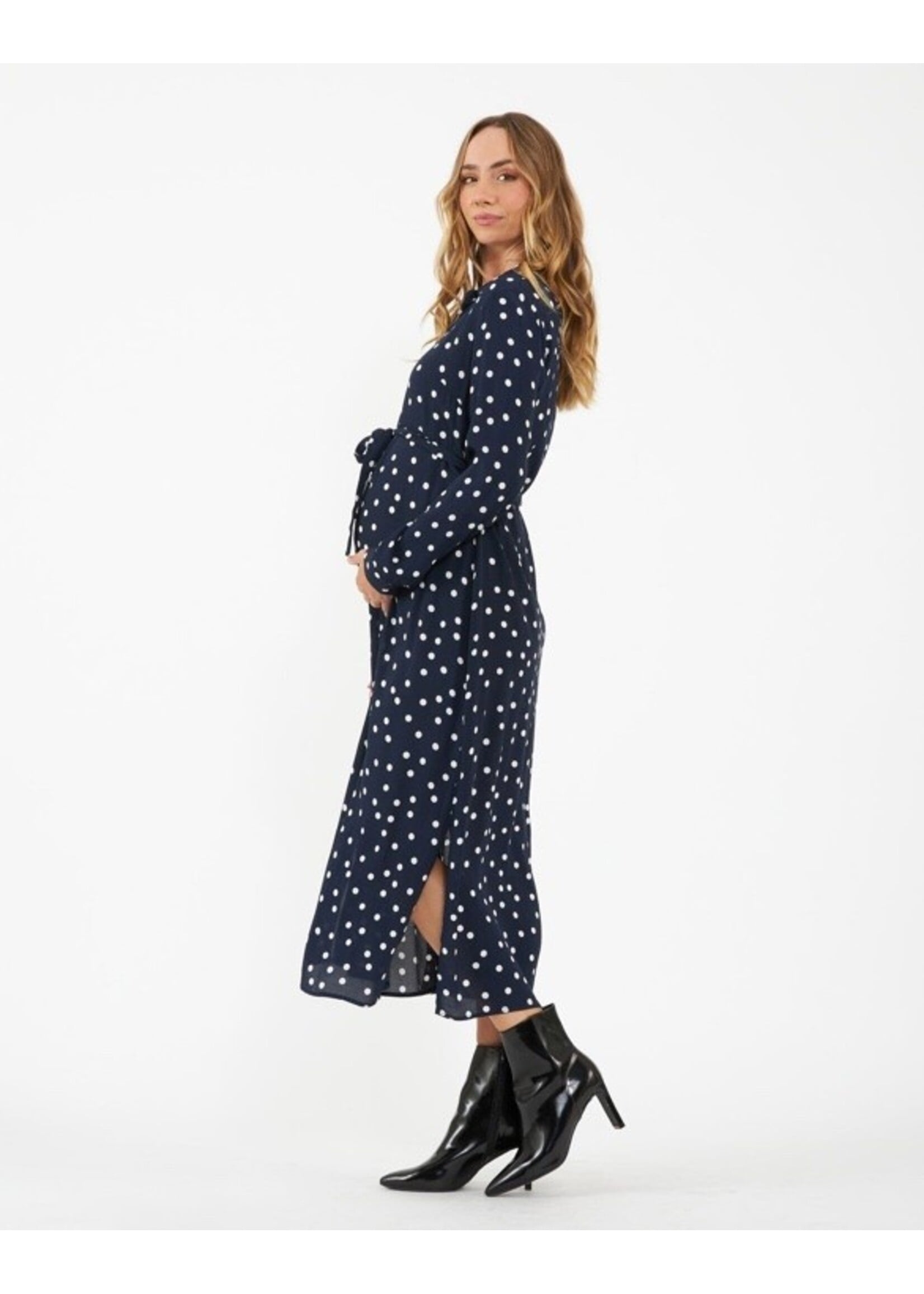 Ripe Maternity Ripe Maternity, Spot Shirt Dress || Navy / White