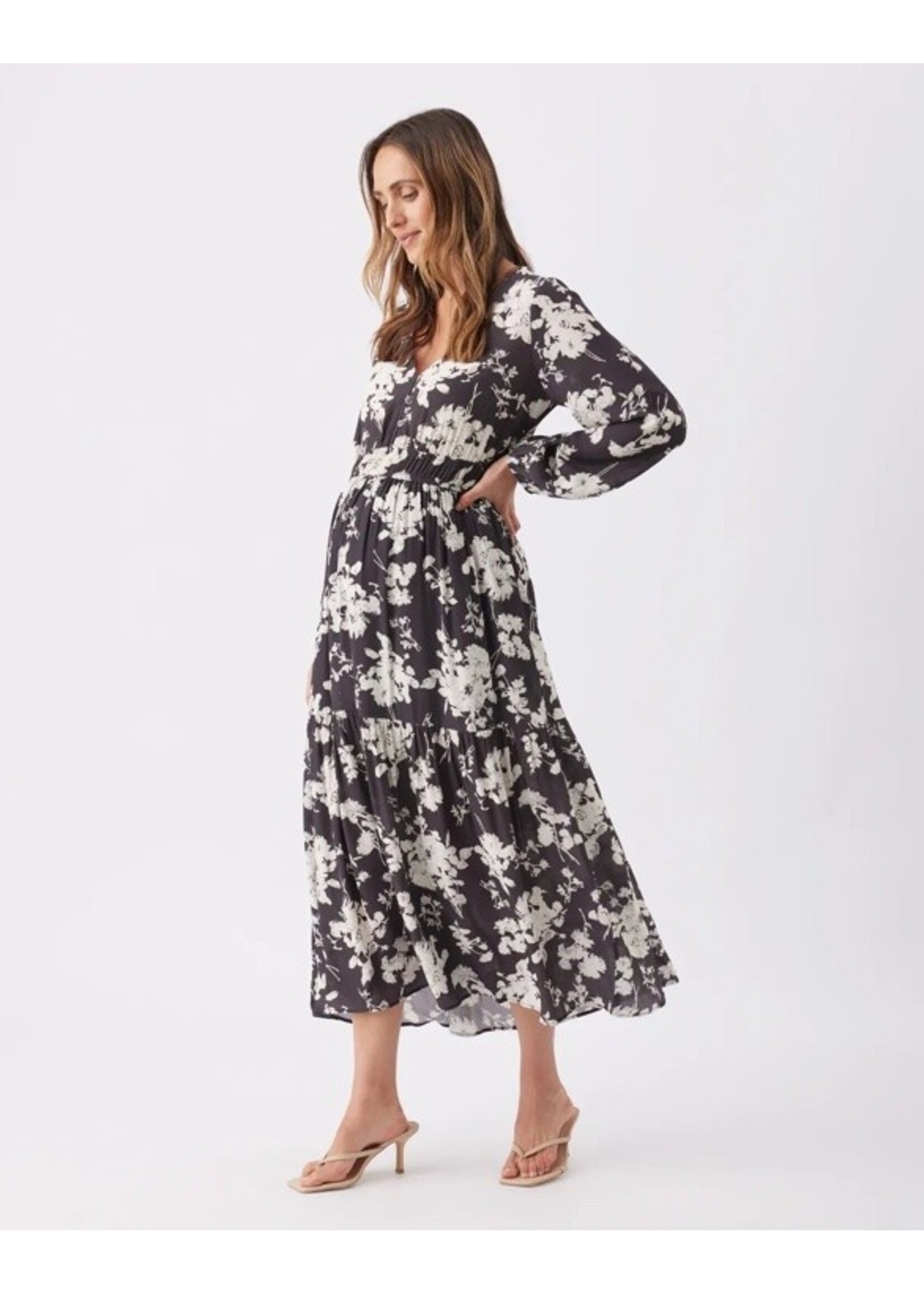 Ripe Maternity Ripe Maternity, Drew Floral Maxi Dress || Black / White