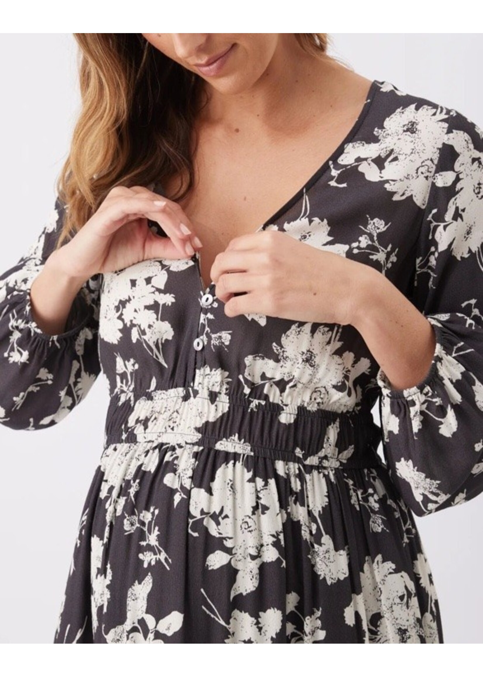 Ripe Maternity Ripe Maternity, Drew Floral Maxi Dress || Black / White