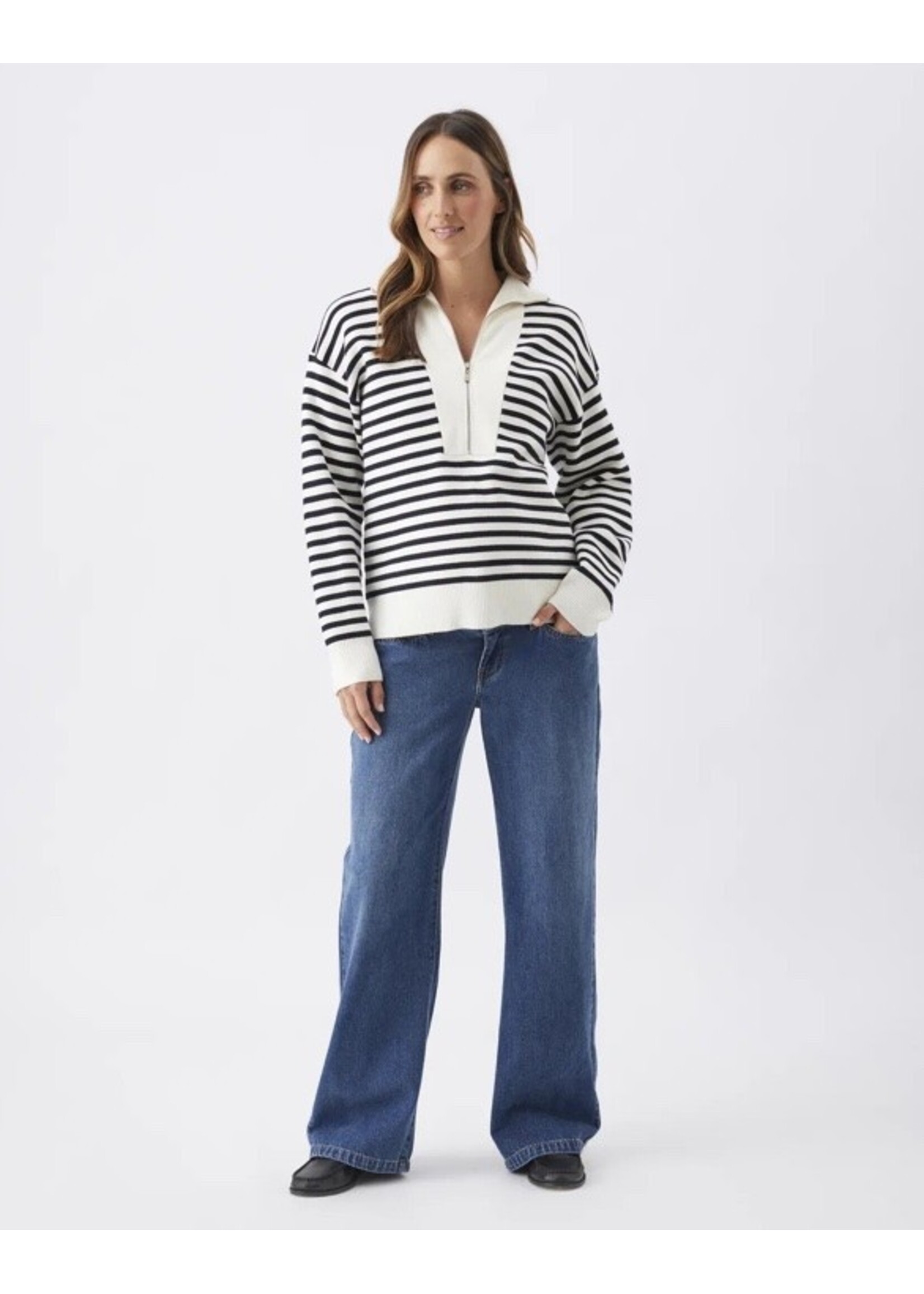 Ripe Maternity Ripe Maternity, Fable Maternity / Nursing Knit Sweater || White / Midnight