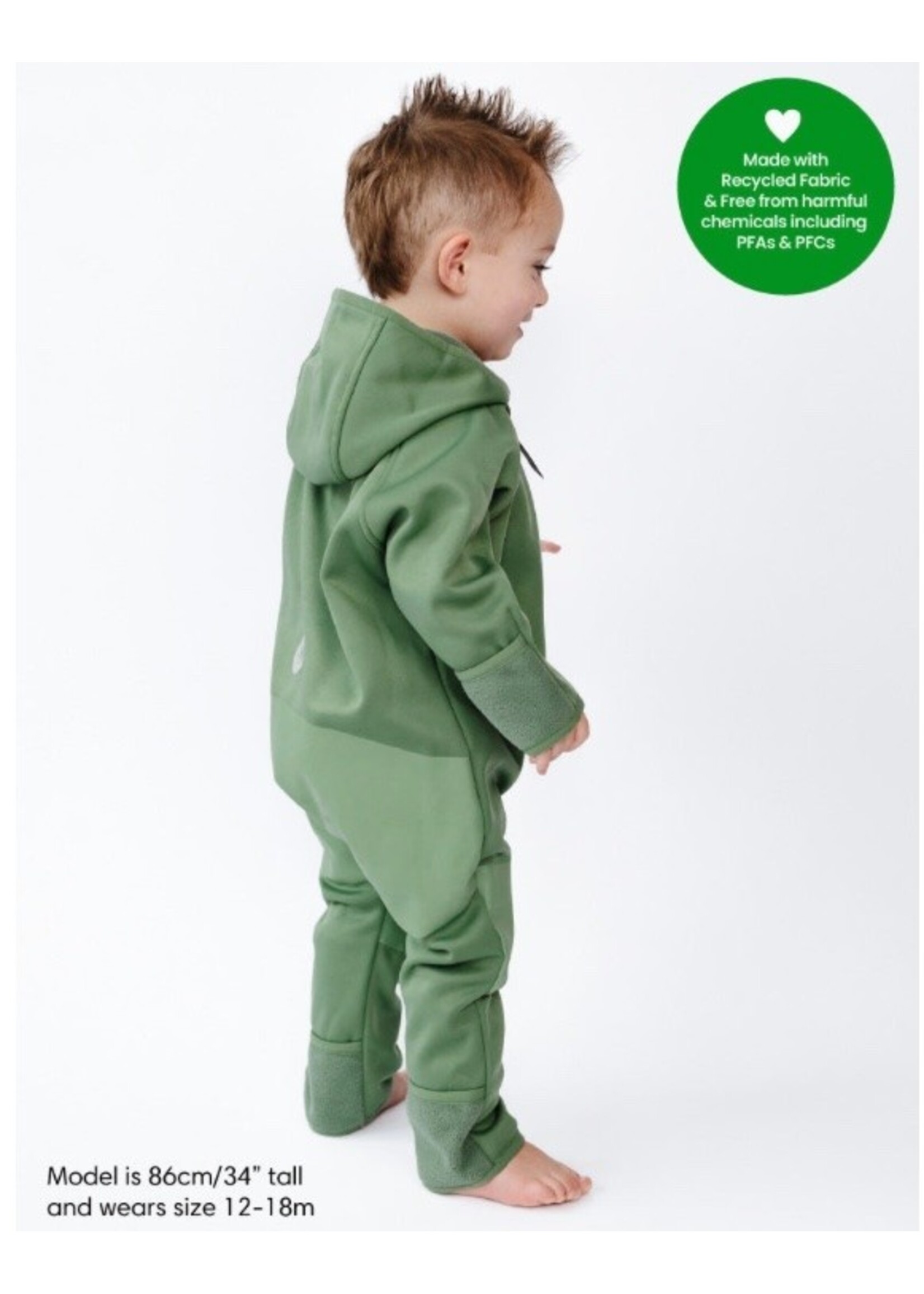 Therm Therm Kids,  All-Weather Fleece Onesie Waterproof Windproof || Forest Moss