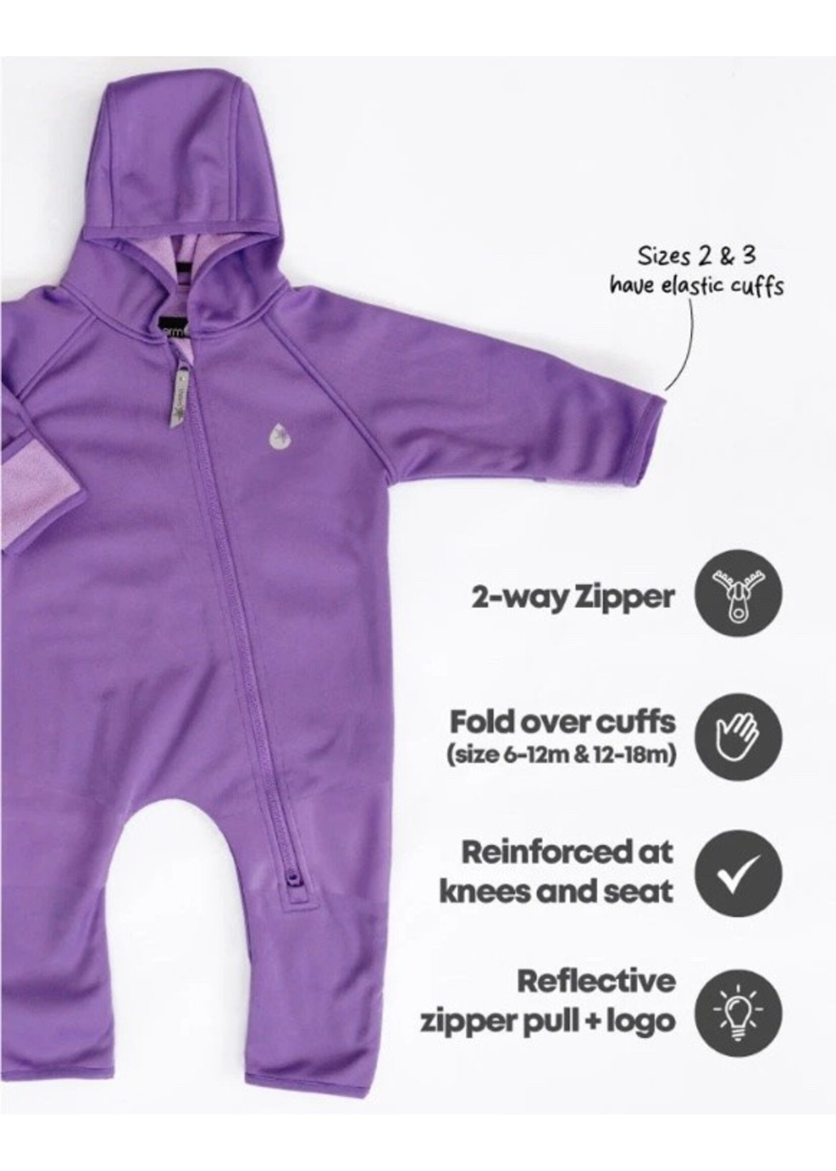 Therm Therm Kids,  All-Weather Fleece Onesie Waterproof Windproof || Violet